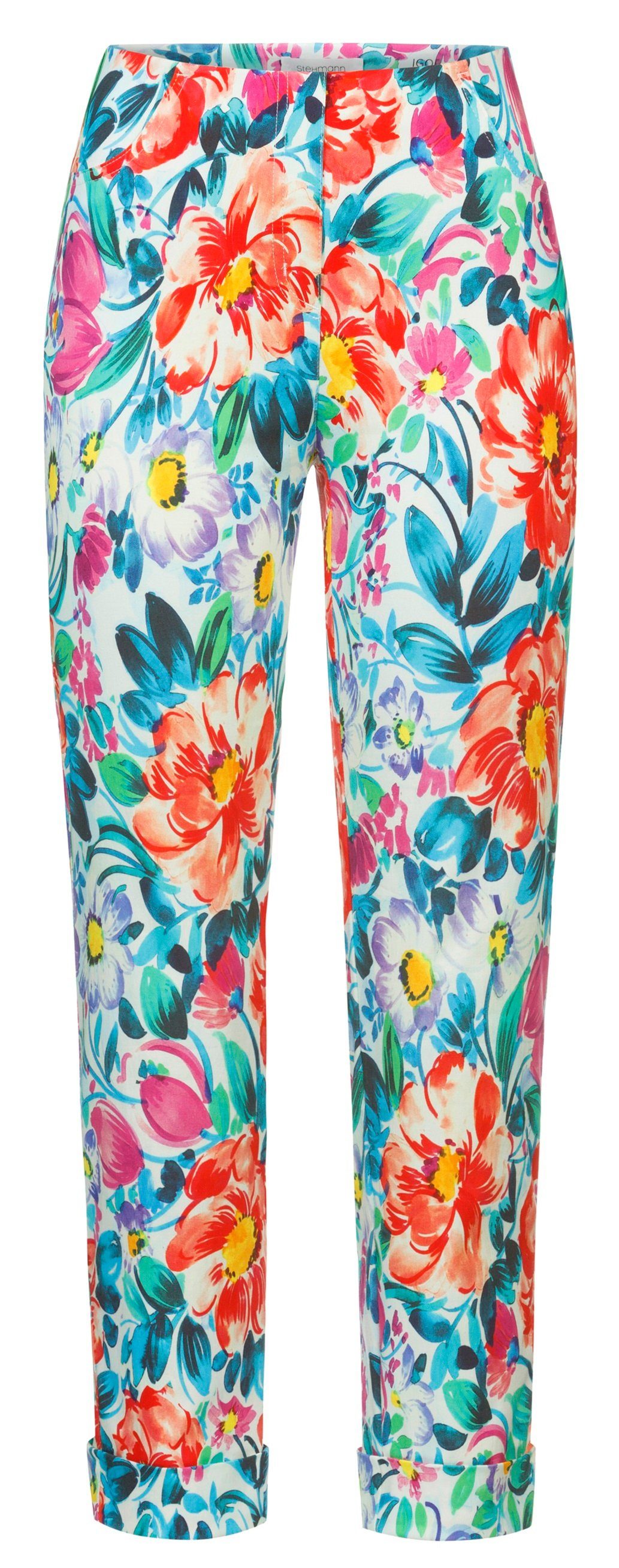 Stretch-Hose Igor-682-91129, 6/8 Hose mit Allover Blumenprint & Gesäßtaschen