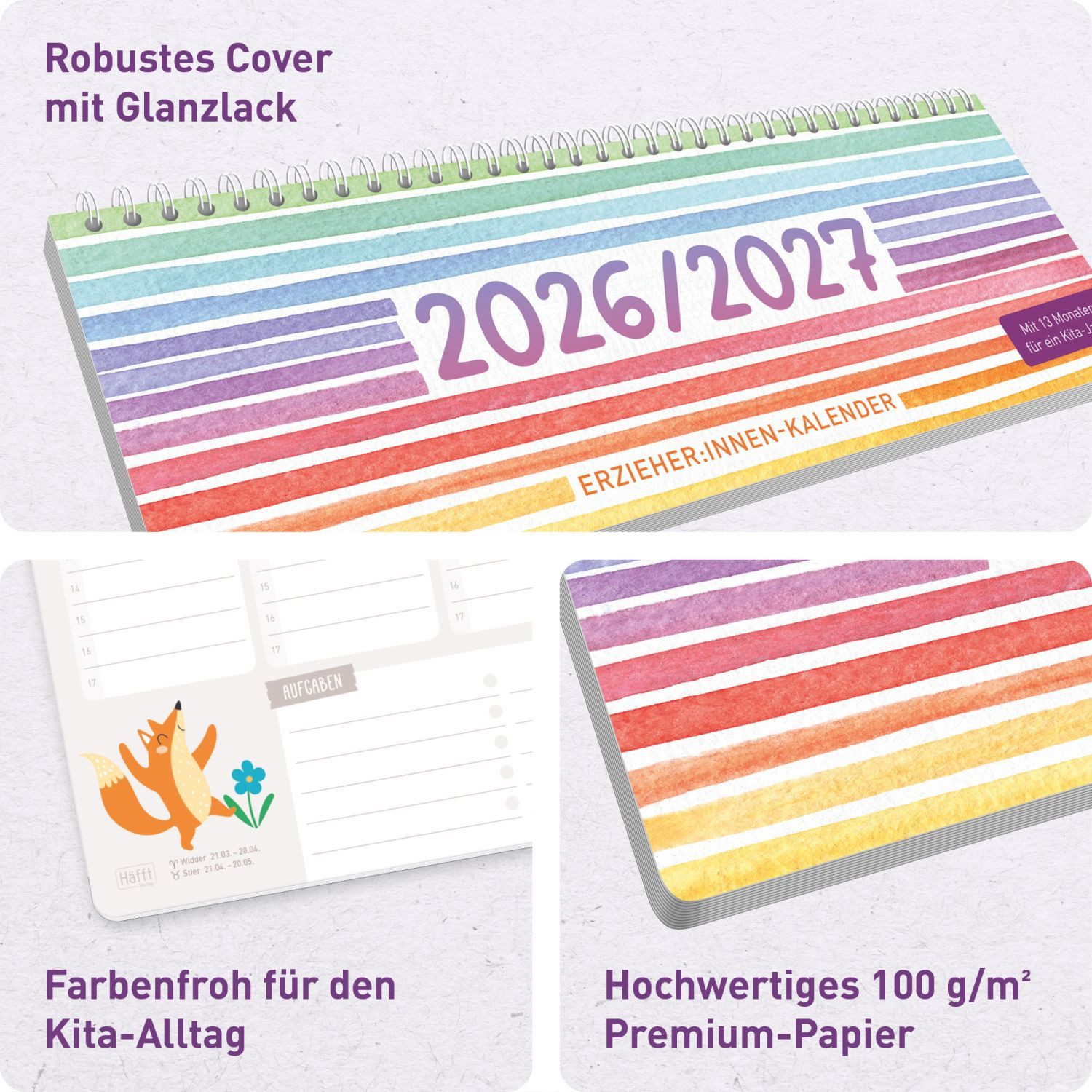 Häfft Lehrerkalender Tischkalender Erzieher 2026/2027