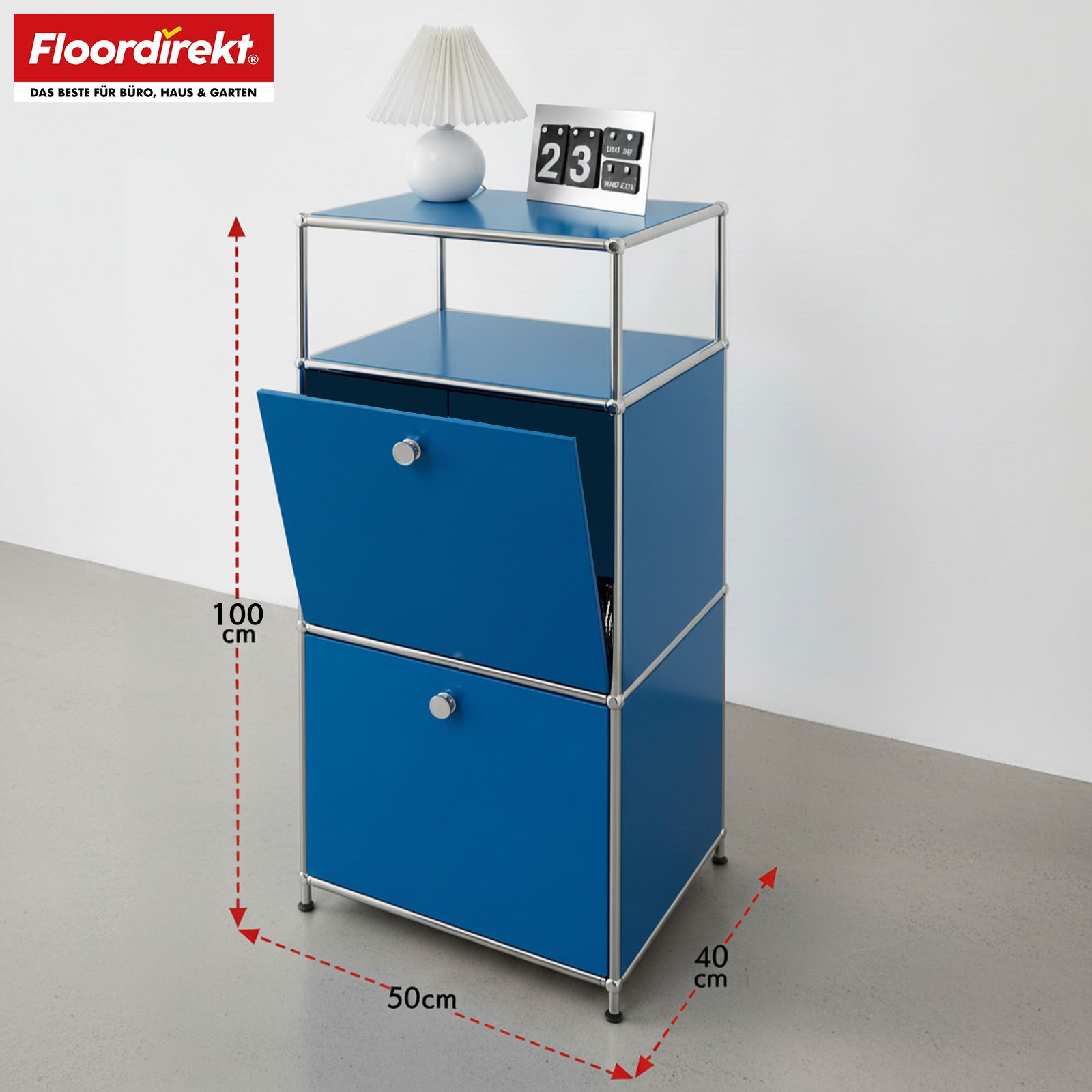 Floordirekt Mehrzweckregal Concept Epure MK-120, B50 × T40 × H100 cm, verschließbar Fächer, modular, Aufbewahrungsregal mit verchromtem Metallgestell, Design Regal
