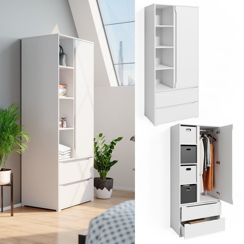 Vicco Kleiderschrank Ruben, Weiß, 80 x günstig online kaufen