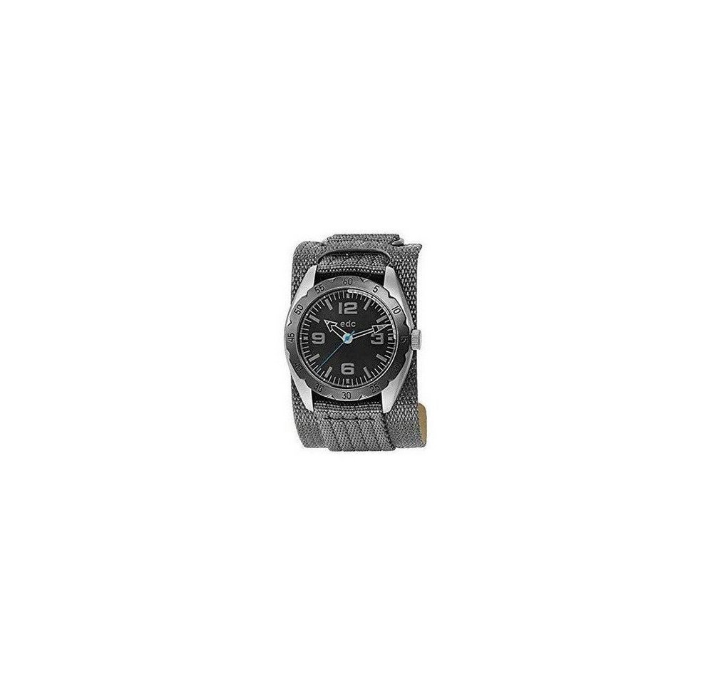 edc by Esprit Quarzuhr Metal Grid Mystic Grey EE100541002, aus Edelstahl, Textil-/Lederarmband, Grau, Klettverschluss