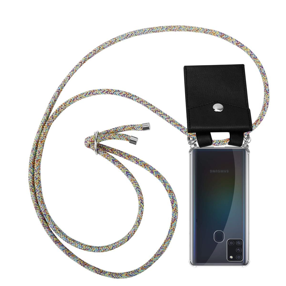 Cadorabo Handyhülle für Samsung Galaxy A21s Kette Samsung Galaxy A21s, Flexible TPU Silikon Handy Schutzhülle - Hülle - mit Handykette
