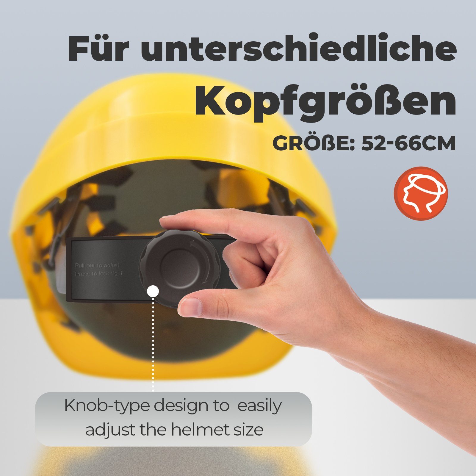 Mustbau Schutzhelm EN397 Sicherheitshelm, Arbeitshelm mit ABS-Material (5-tlg), Bauhelm, 52-66cm Einstellbar