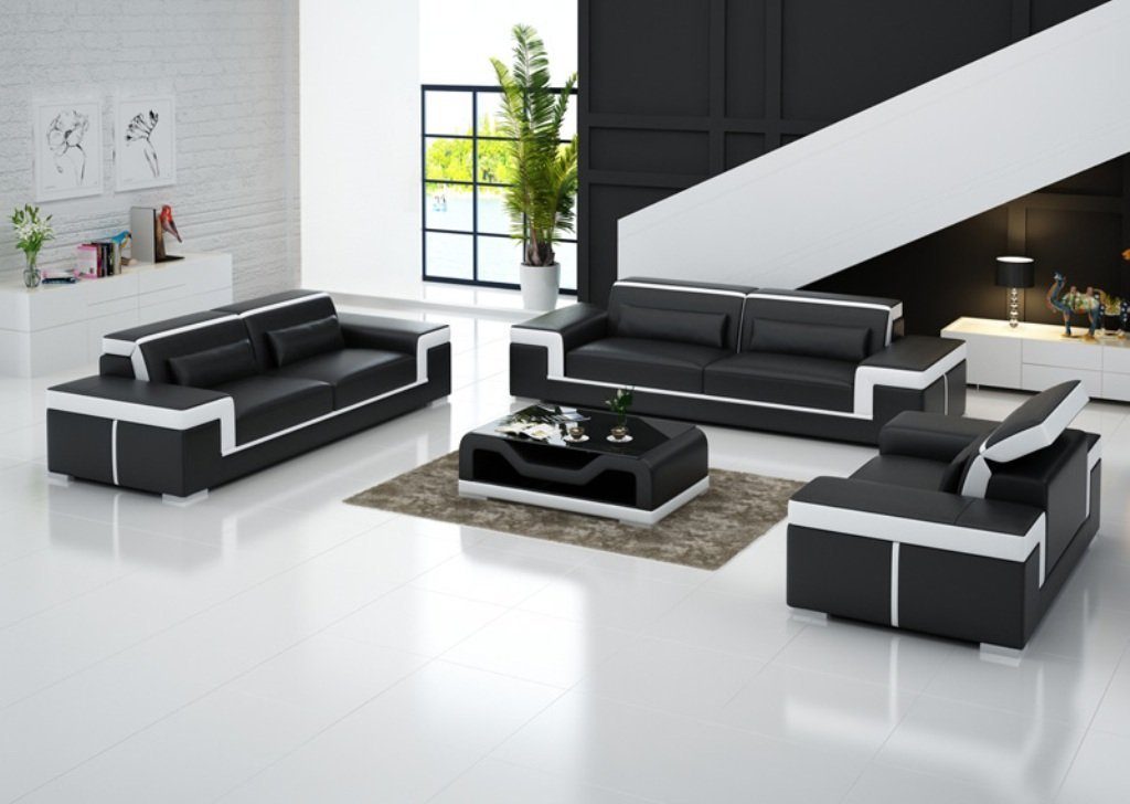 JVmoebel Sofa Sofagarnitur 322 Sitzer Set Design Sofa Polster Couchen, Made in Europe Schwarz