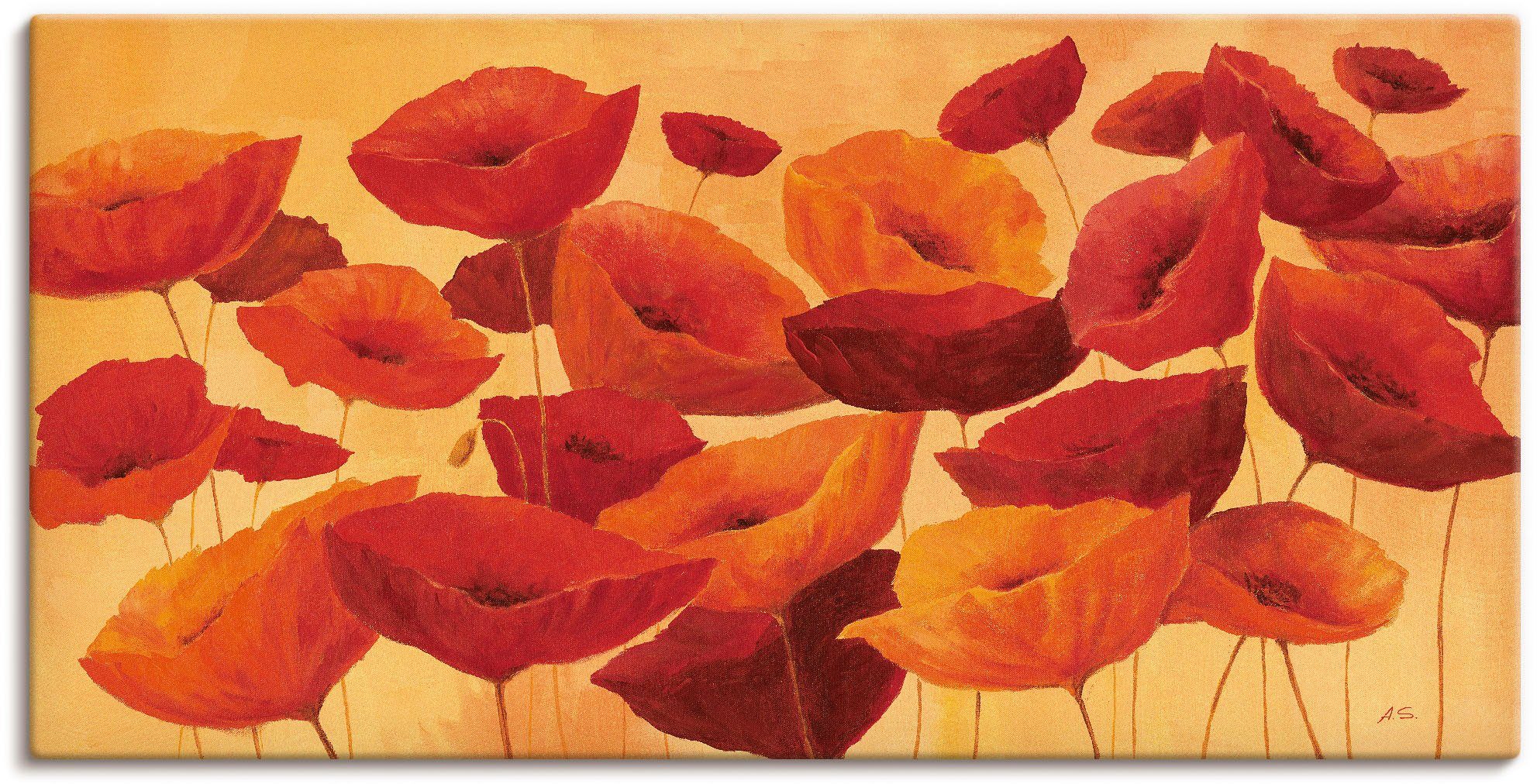 Artland Leinwandbild, Wandaufkleber Wandbild (1 St), Poster Blumen in Mohnblumenwiese, Alubild, als oder versch. Größen