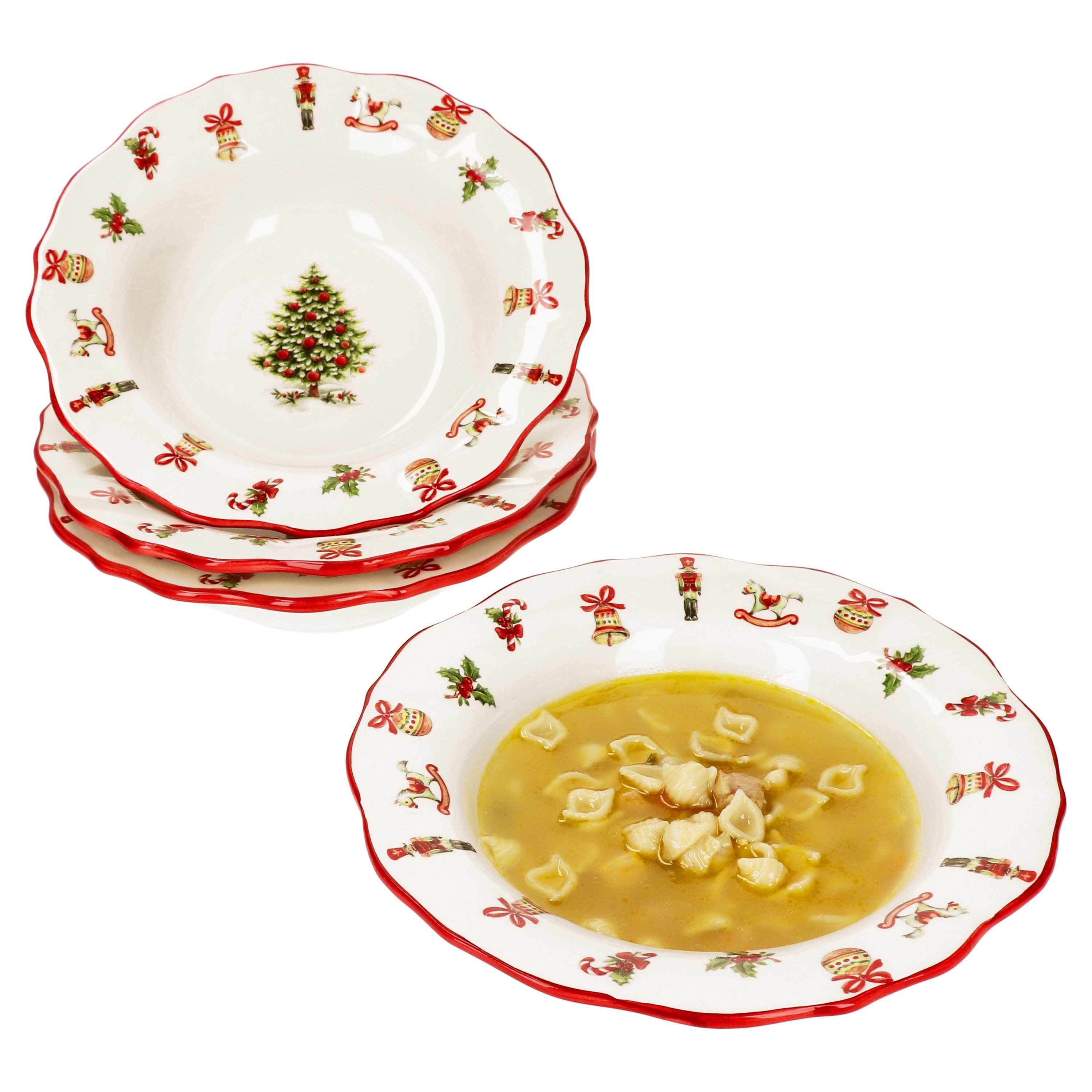Suppenteller 4x Maestro Natale Suppenteller 350ml tiefe Teller Pasta Weihnachten