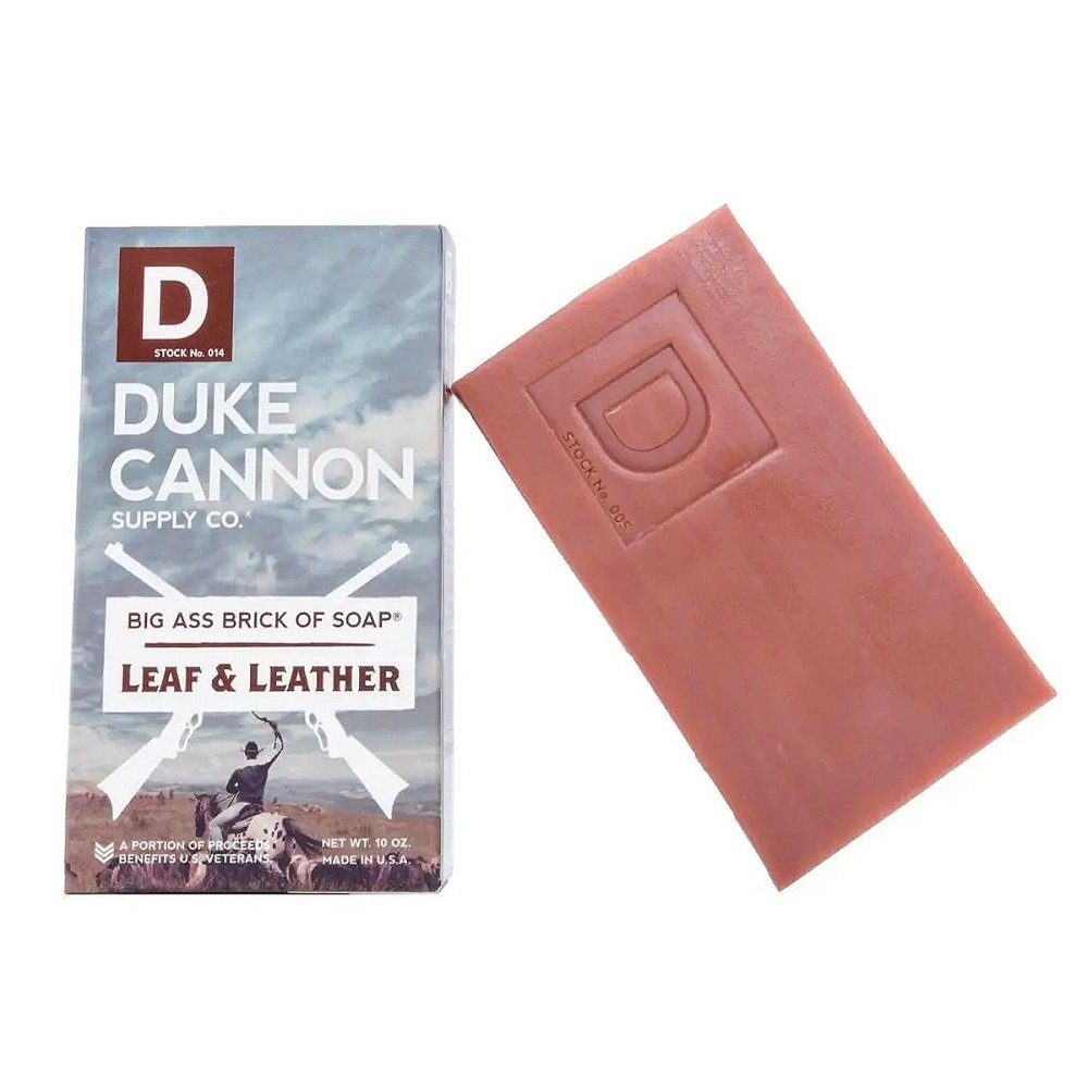 Duke Cannon Feste Duschseife Big Ass Brick of Soap LEAF & LEATHER- Echte Männerseife aus den USA, 300 gr Seifenstück