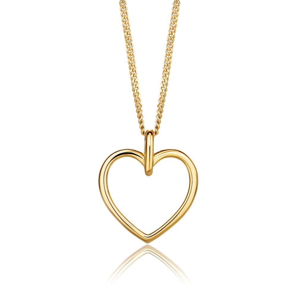 Herzkette MSAE289N - Halskette & Herzanhänger 925 Sterling Silber vergoldet 18Kt
