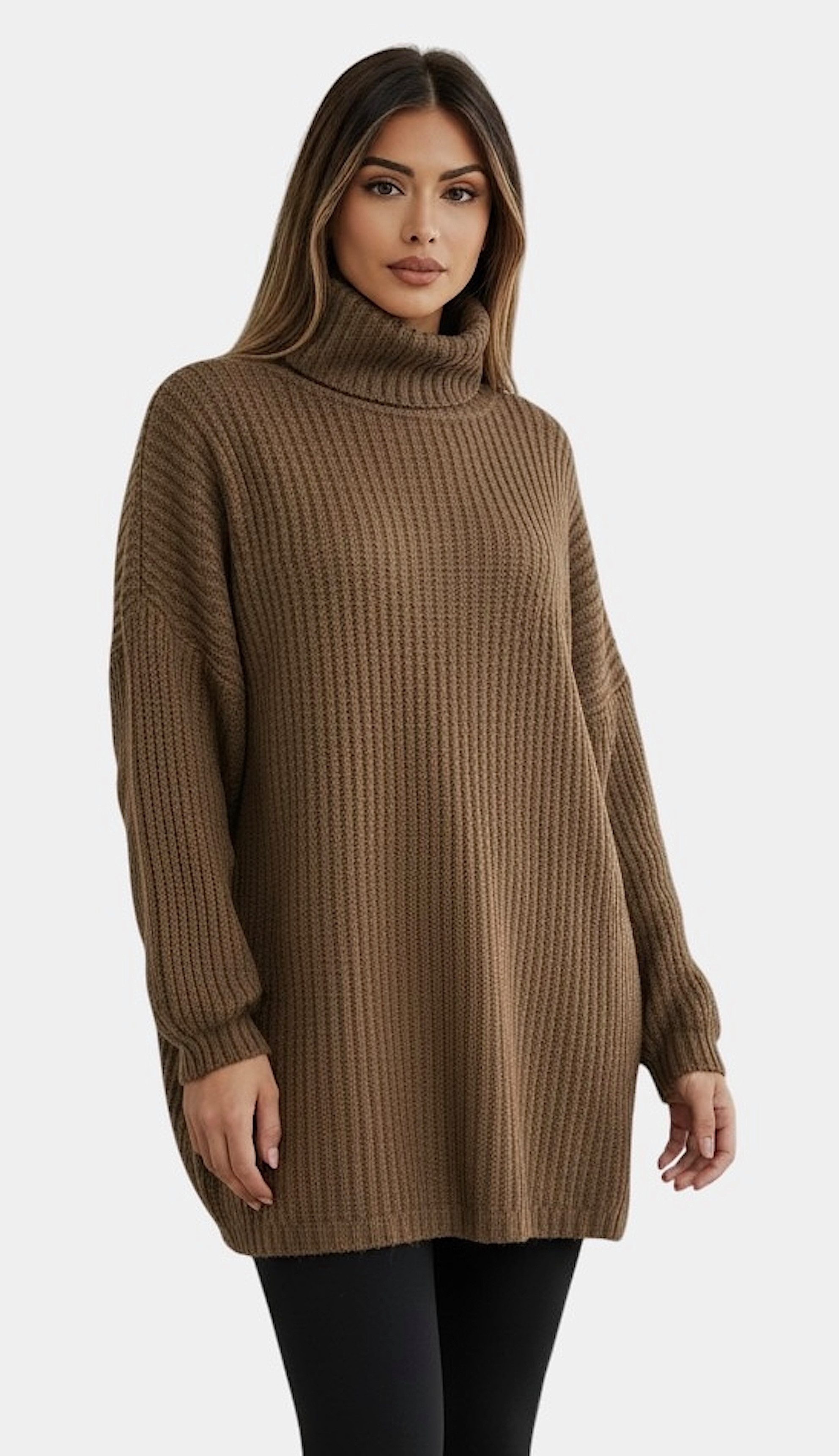 Rollkragenpullover WORLDCLASSCA Rollkragen Strick Oversize Pullover Uni Lang