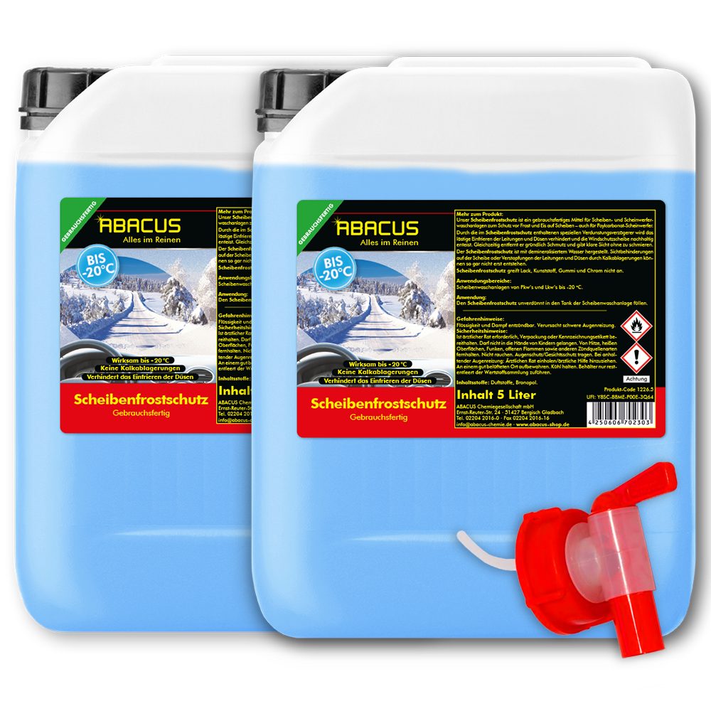ABACUS Scheibenfrostschutz Scheibenfrostschutz -20 C Frostschutzmittel gebrauchsfertig, Sicher für alle Materialien, 3 St., Schützt vor Verkalkung, Reinigt ohne zu schmieren