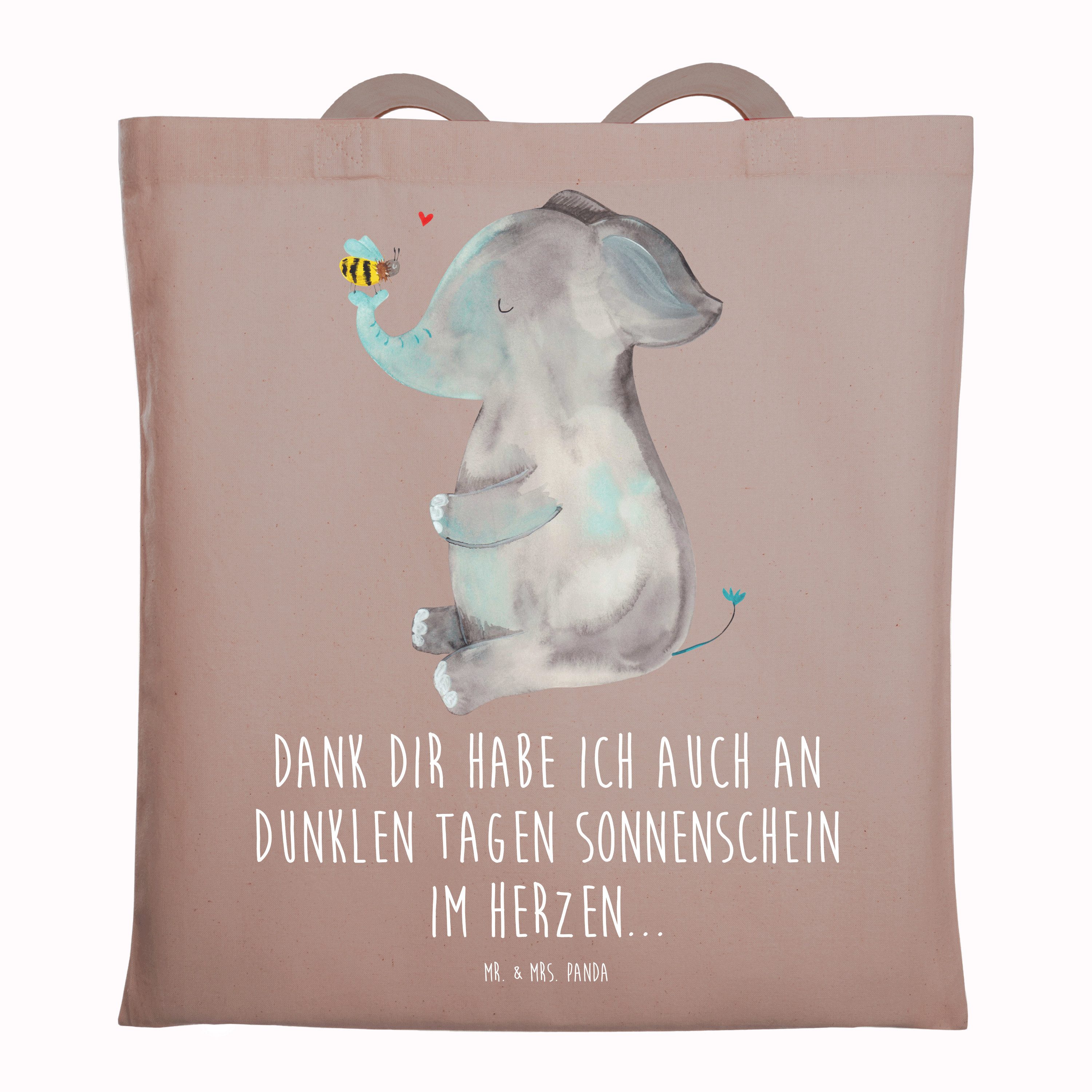 Mr. & Mrs. Panda Tragetasche Elefant Biene - Schwarz - Geschenk, Einkaufstasche, lustige Sprüche, (1-tlg), Design-Highlight