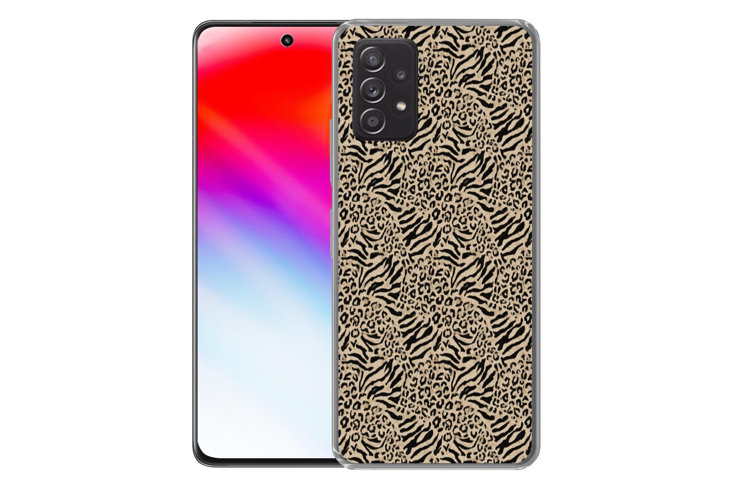 MuchoWow Handyhülle für Samsung Galaxy A53 5G Giraffe - Zebra - Motiv - Braun, Phone Case, Silikon, Schutzhülle Dünn