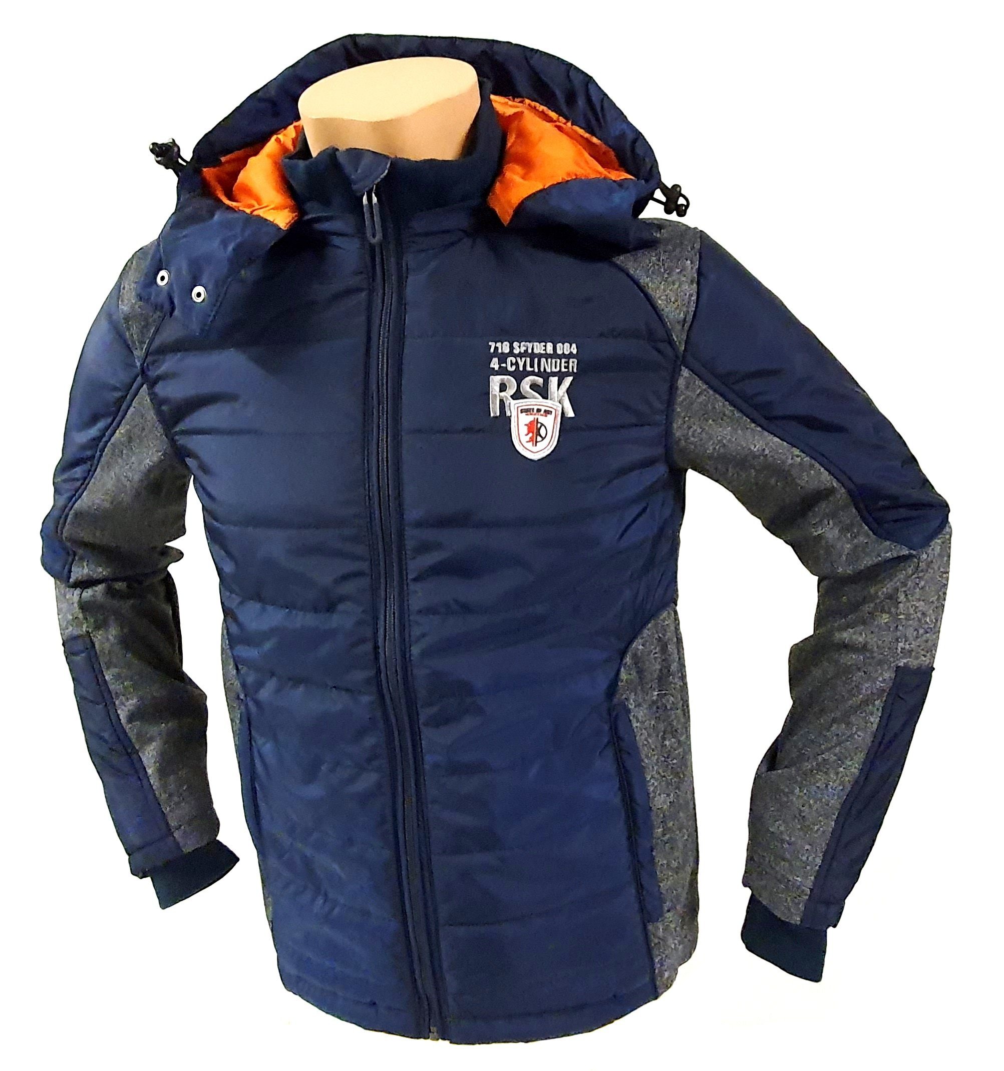 STATE of ART Steppjacke Herren Steppjacke Übergangsjacke Racing Berlin Sport blau mit abnehmbarer Kapuze