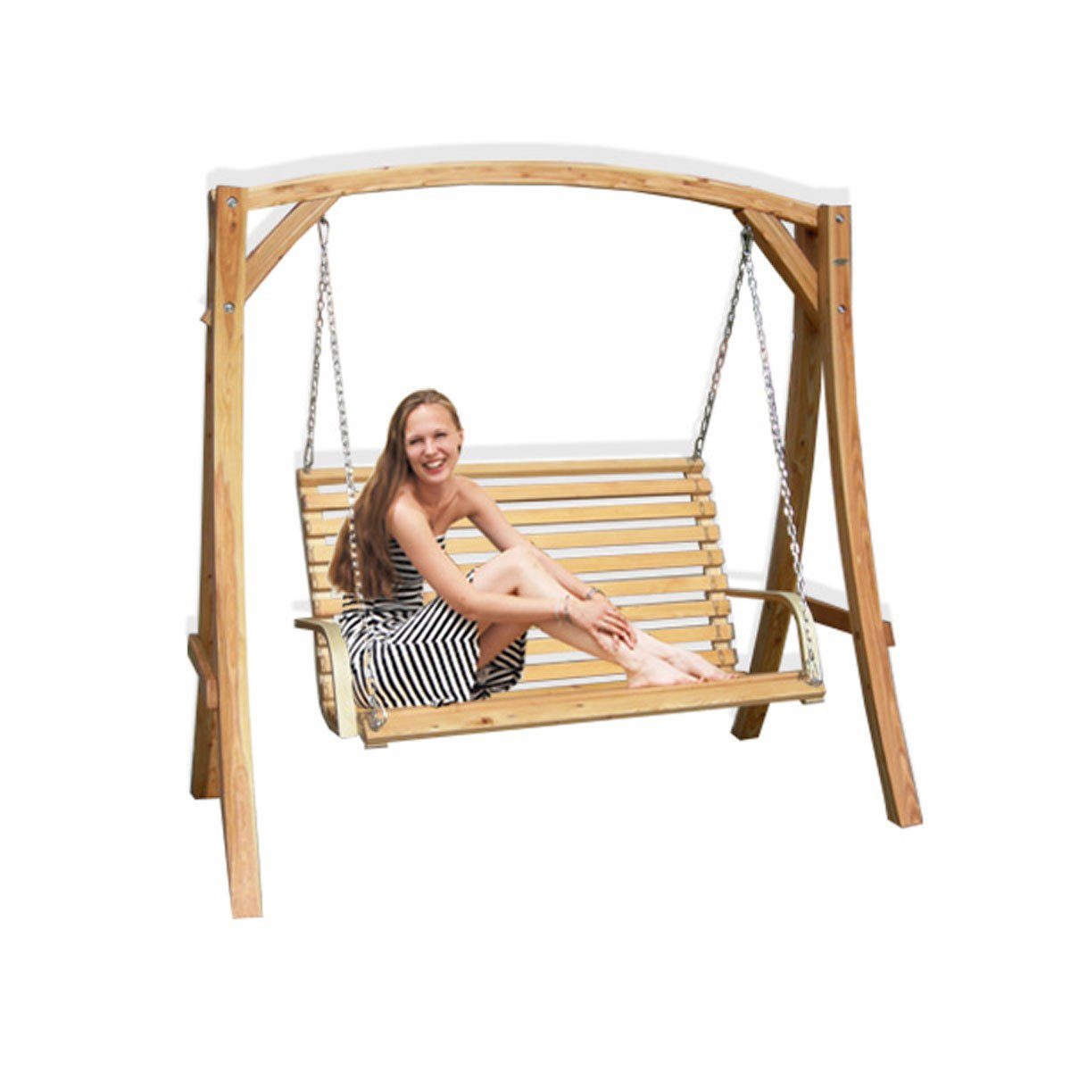 AMANKA Hollywoodschaukel Gartenschaukel aus Lärchenholz für 3 Personen mit günstig online kaufen