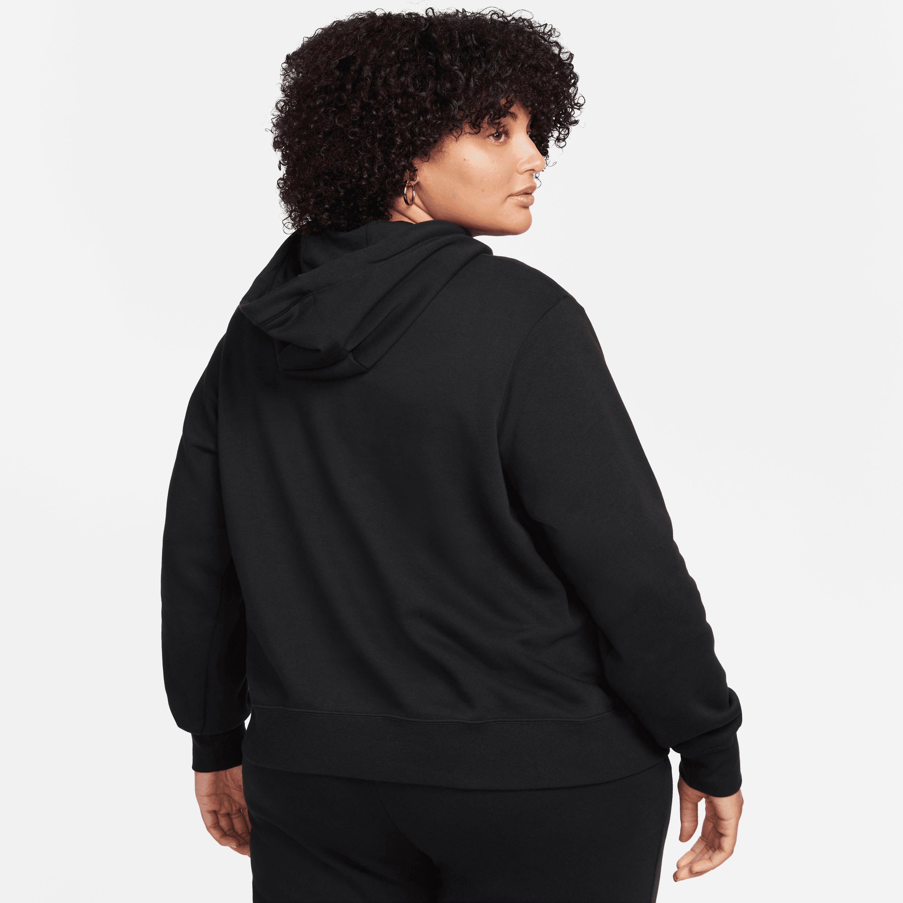 Nike Women's Size) Sportswear Hoodie Club BLACK/WHITE Pullover (Plus Fleece Kapuzensweatshirt