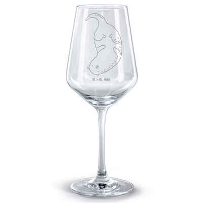Mr. & Mrs. Panda Rotweinglas Otter Kopfüber - Transparent - Geschenk, Geschenk für Weinliebhaber, Premium Glas, Stilvolle Gravur