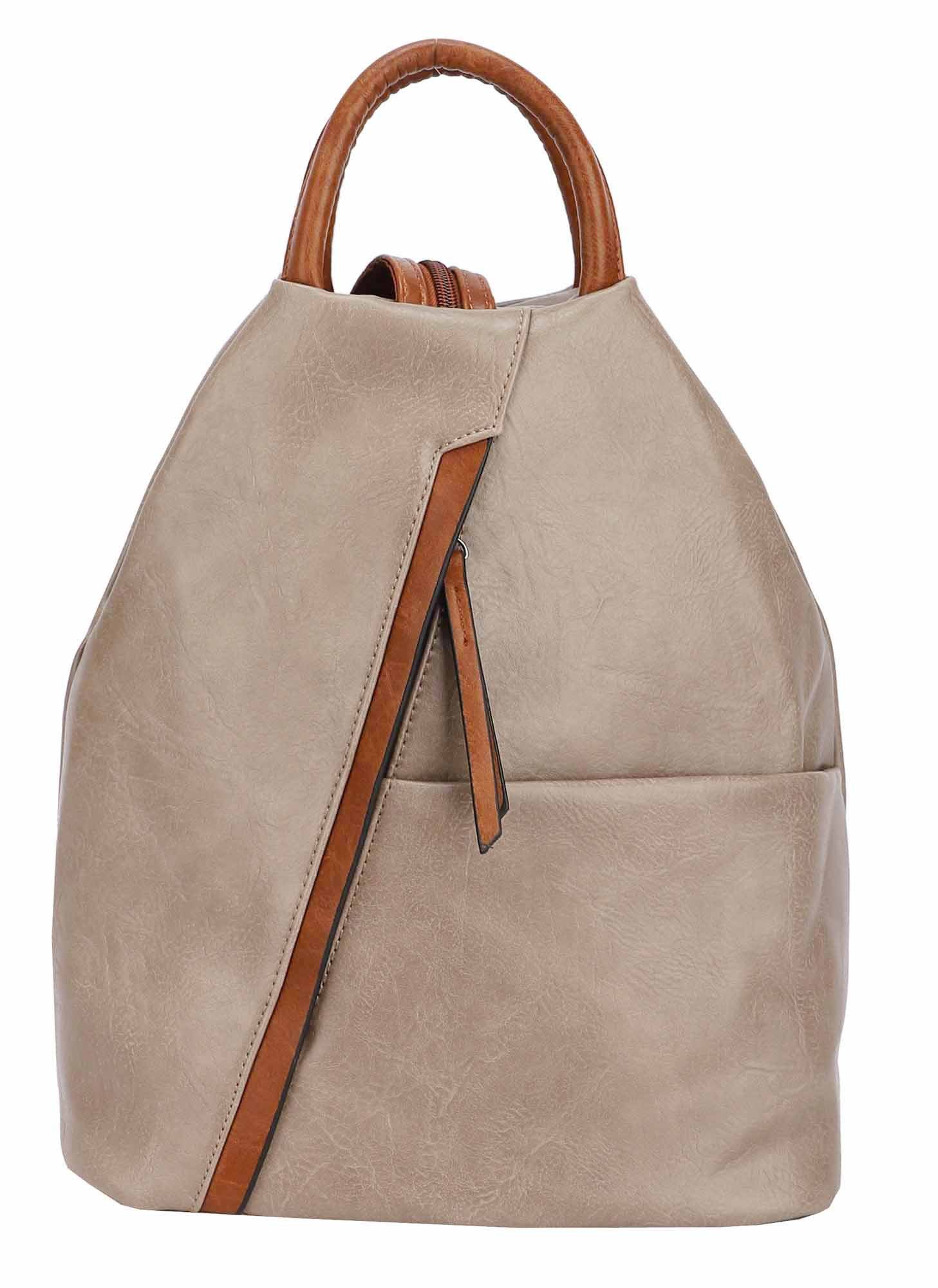 ITALYSHOP24 Rucksack Damen City- TagesRucksack Daypack Backpack Tasche Schultertasche Sport, Handtasche tragbar, Leder Optik viele Farben/Variationen, Schule Reise