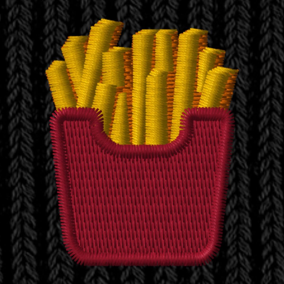 Spreadshirt Beanie Stickmotiv Pommes in Rotem Fizzer Beutel Fisherman Beanie Bio Mütze (1-St)