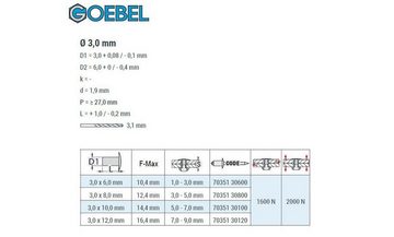 GOEBEL GmbH Blindniete 7035130600, (1000x Senkkopf Edelstahl V2A- A2 - 3,0 x 6,0 mm ISO15984, 1000 St., Senkkopf Niete mit gerilltem Nietdorn - Popniete), STANDARD