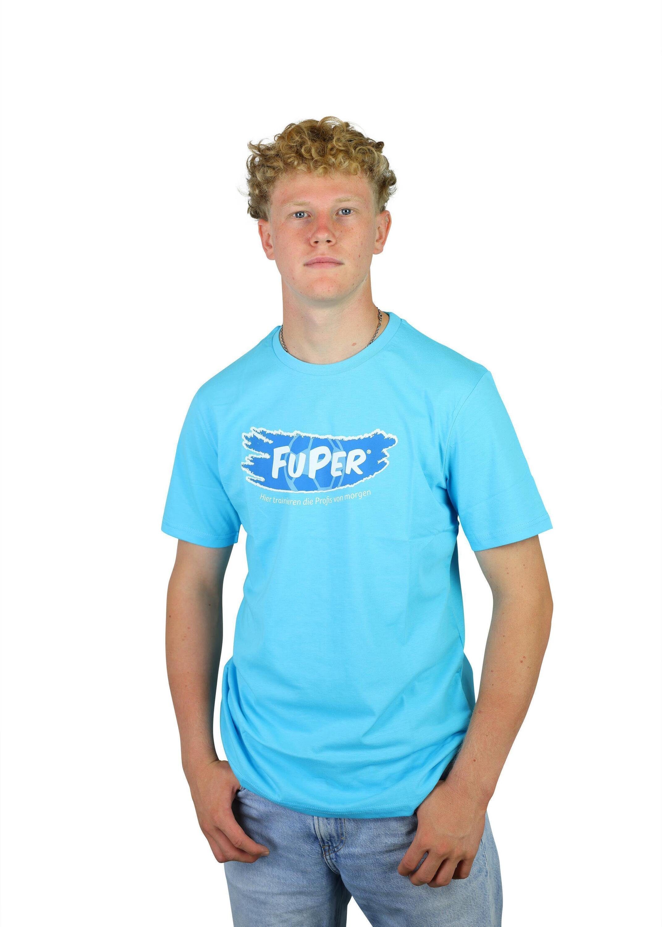 T-Shirt Blue für für Baumwolle Tarik FuPer Herren, Sport und aus Lifestyle