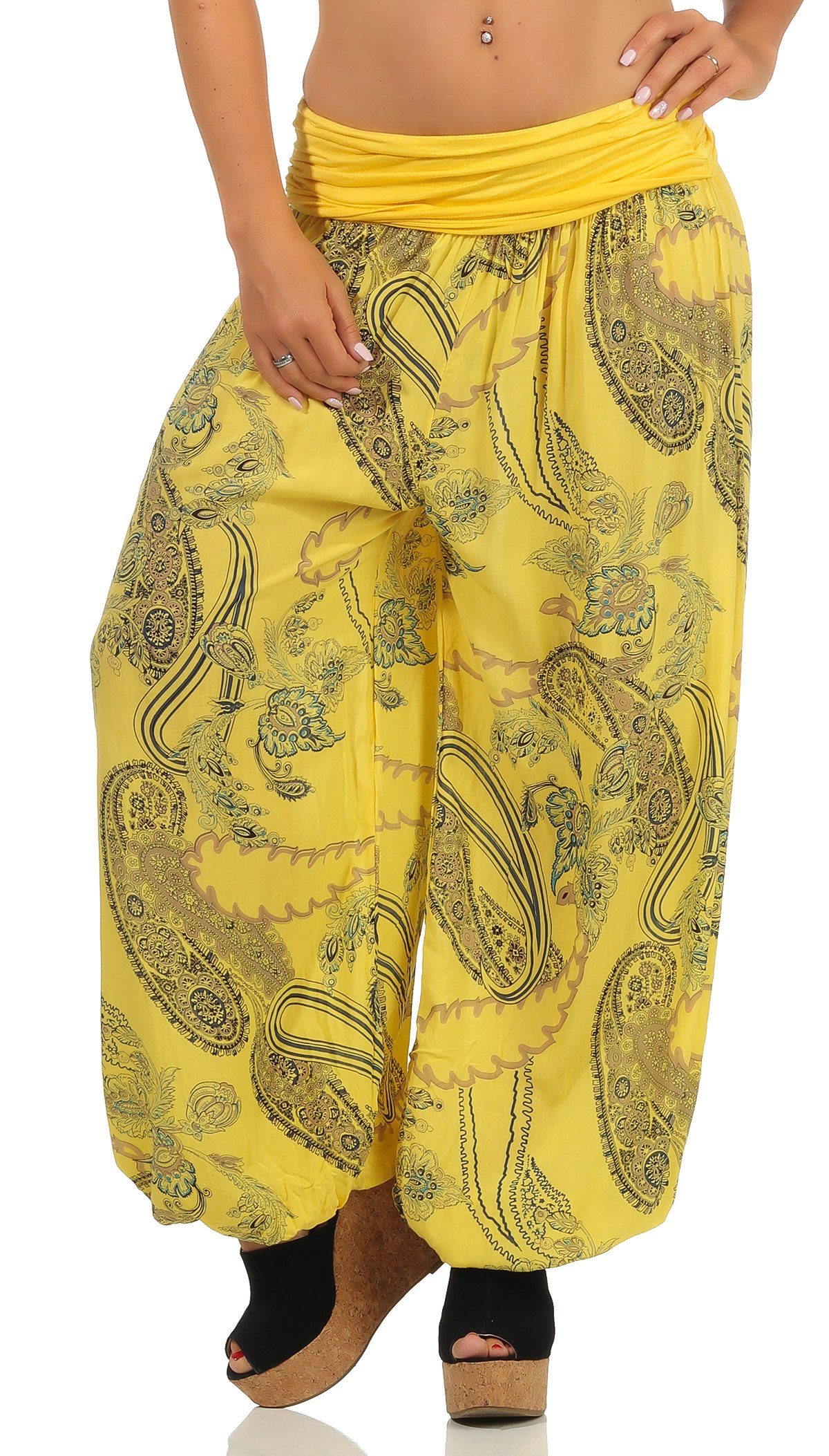 malito more than fashion Haremshose 7185 Pluderhose mit All-Over-Print gelb