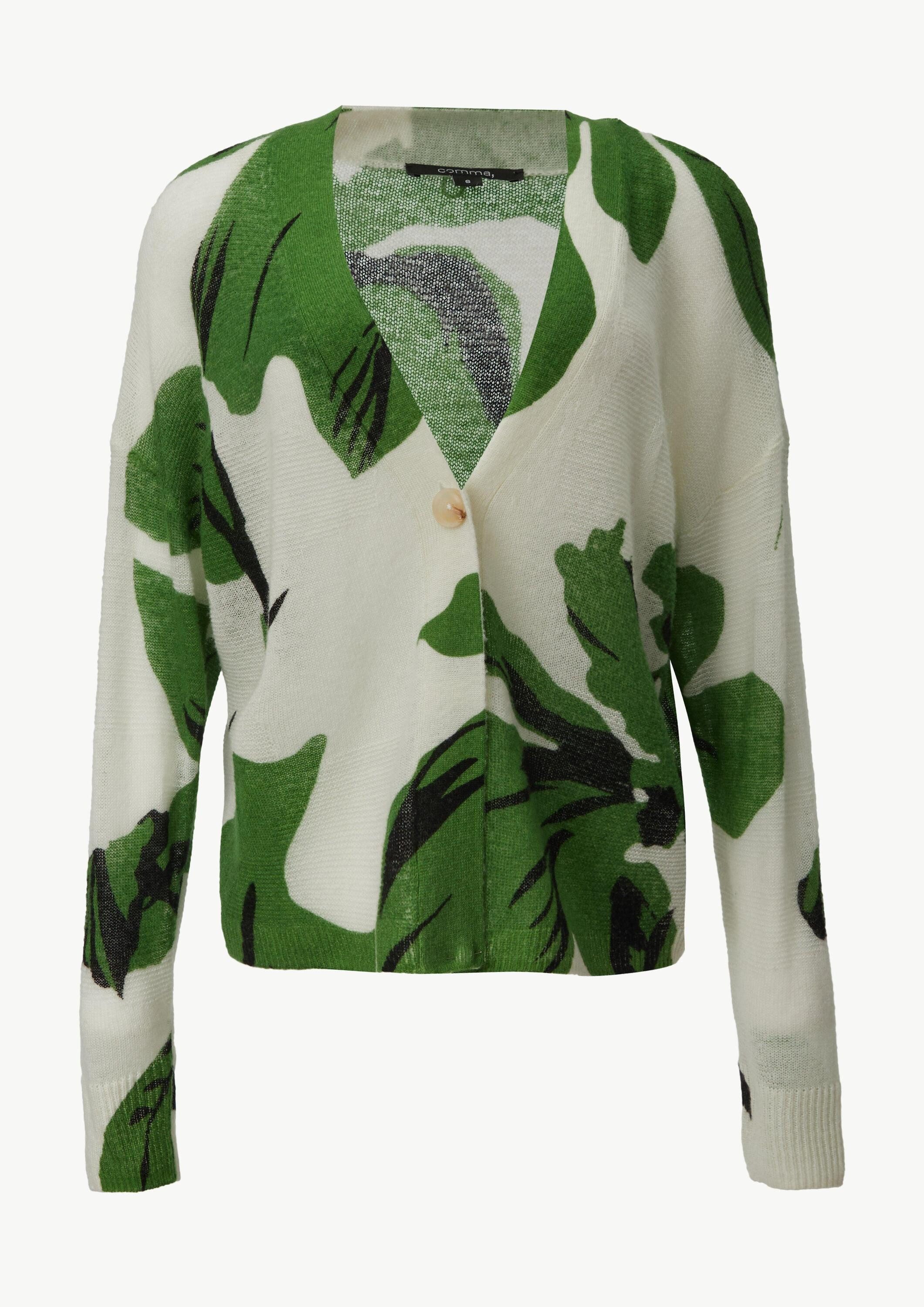 comma Cardigan Strickjacke Strickjacke mit All-over-Print