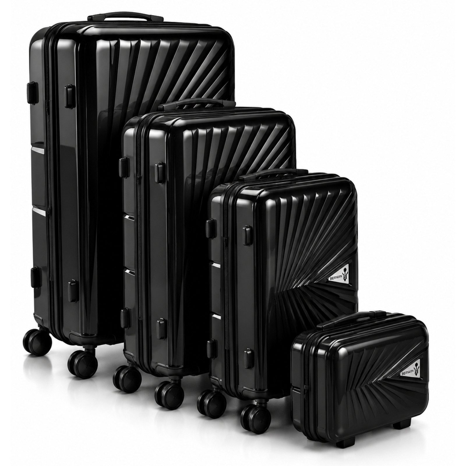Berwin Trolleyset mit Beautycase Modell Cryta Titan Schwarz, 4 Rollen, (Set, 4 tlg., MS-19746)