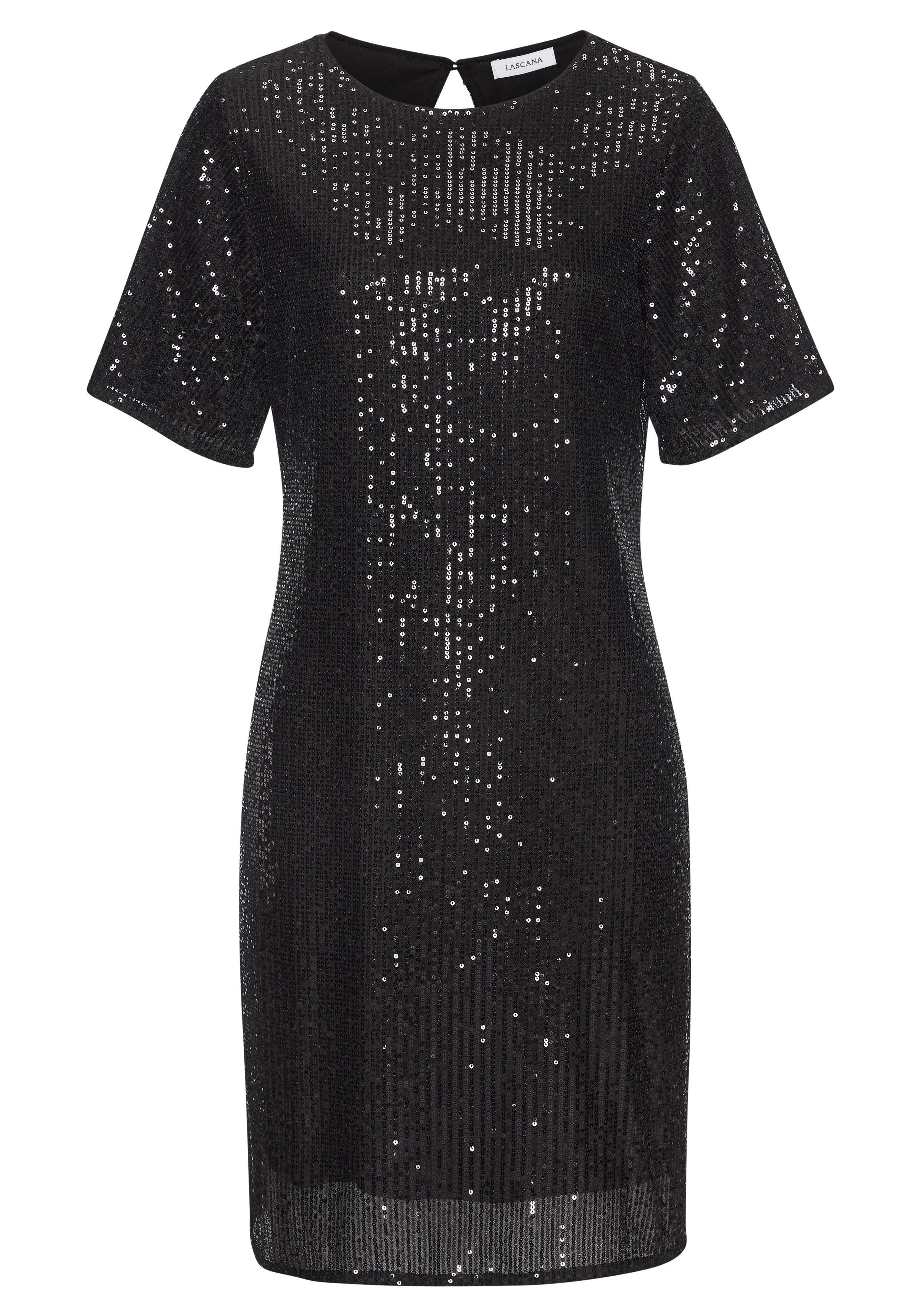 LASCANA Paillettenkleid mit kurzen Ärmeln Partykleid, Festkleid, festlich, Glitzerkleid, Cocktailkleid – Bild 2 von 5