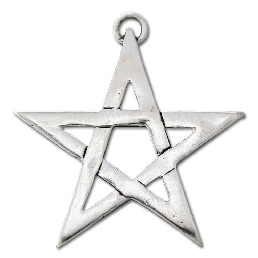 Kettenanhänger Offenes Pentagramm Schmuck Anhänger versilbert mit Kette Satinbeutel 2