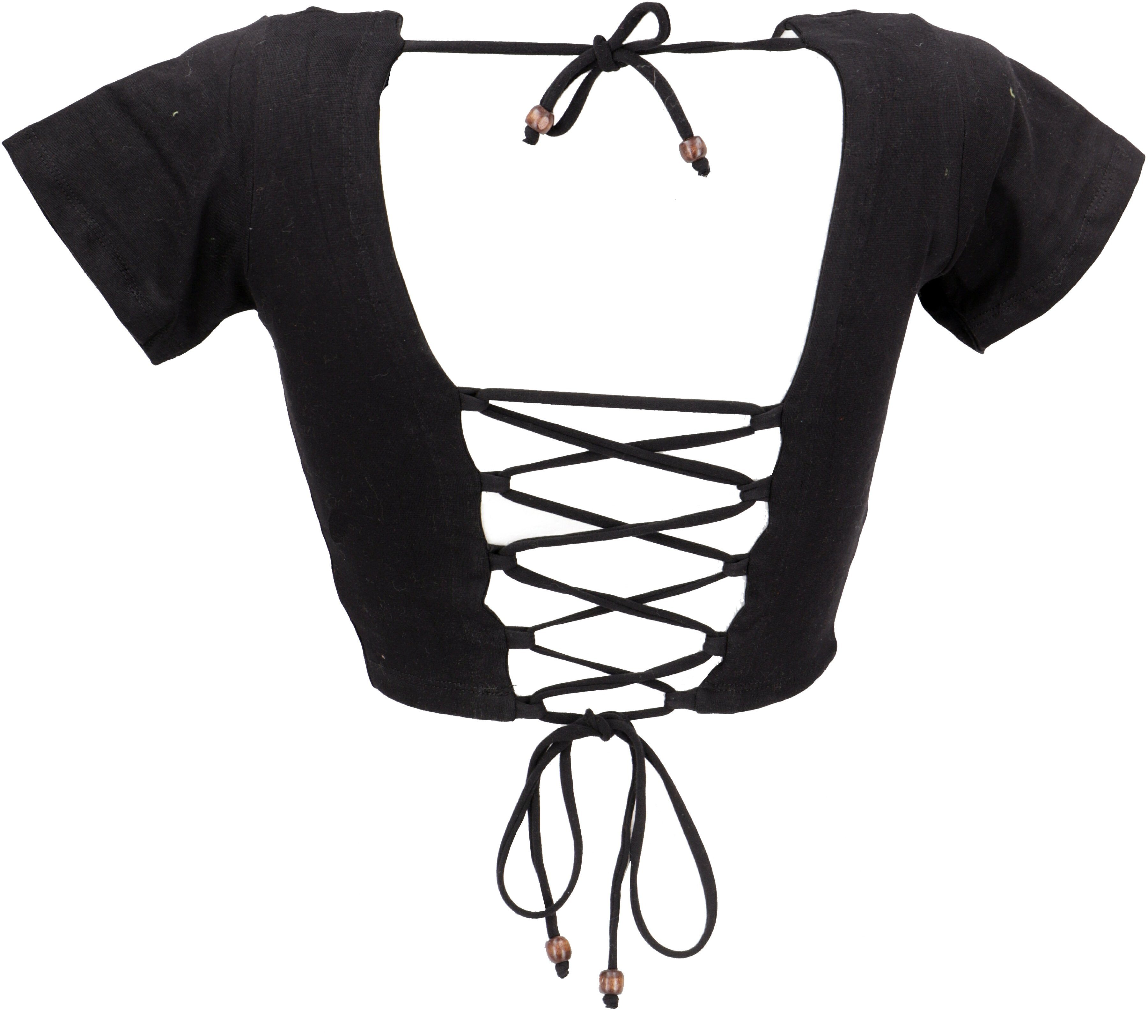 Guru-Shop T-Shirt Choli Top, kurzes Top Goa-chic - schwarz Festival, Ethno günstig online kaufen