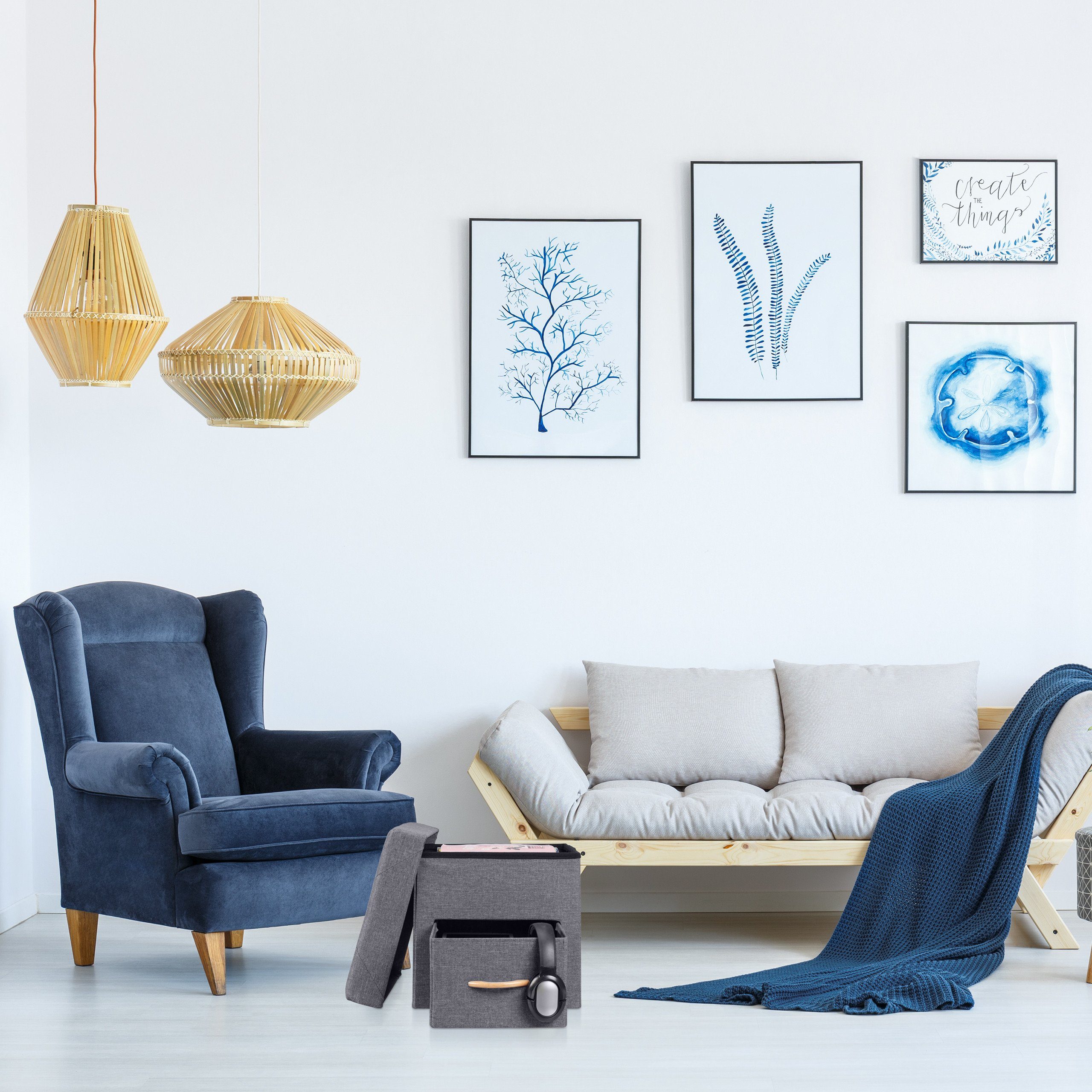 relaxdays Stauraumhocker Grauer Sitzhocker mit Stauraum günstig online kaufen