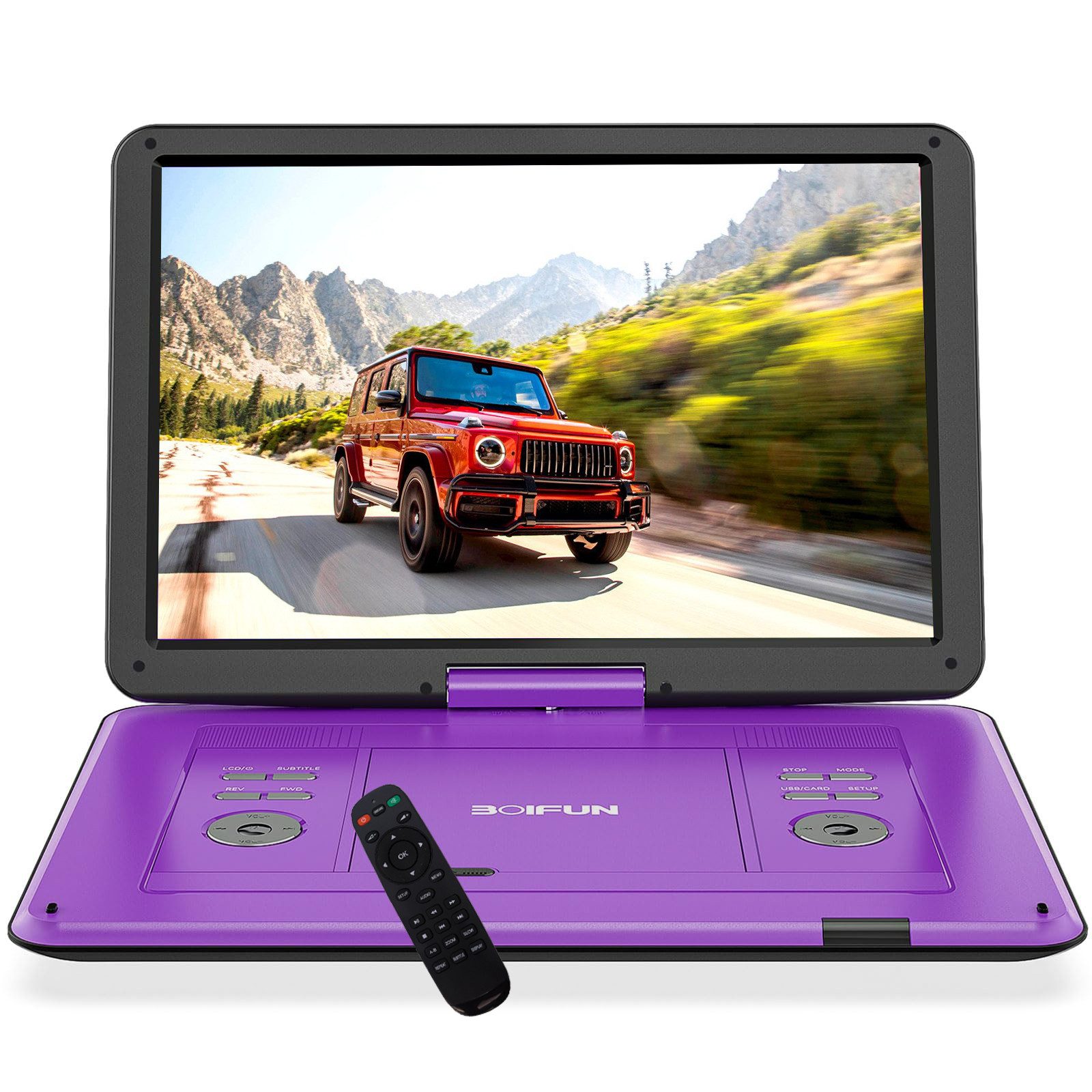 Boifun 17,5 Zoll tragbarer DVD-Player mit 15,6 Zoll HD-Drehbildschirm Portabler DVD-Player (6 Stunden Wiederaufladbare Batterie, Unterstützung für USB/TF-Karte/AV-Übertragung, Sync TV/Projektor Bildschirm, für USB/SD-Karte/AV-Übertragung, Sync TV/Projektor Bildschirm)