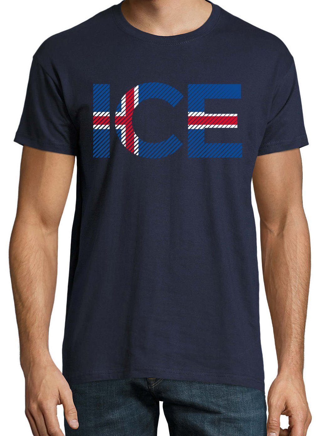 Youth Designz T-Shirt Iceland Herren T-Shirt im Fußball Look mit ICE Frontprint