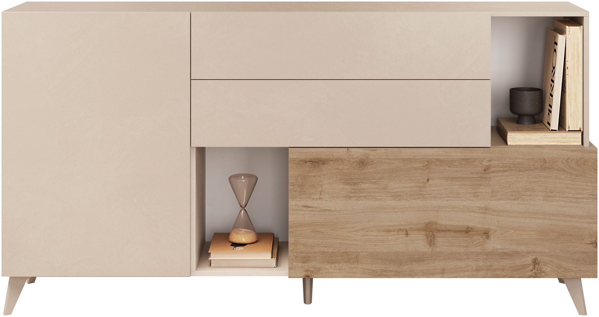 Home affaire Sideboard Monaco in Breite 181 cm, Anrichte mit Tür, Klappe und 2 Schubkästen, Stauraumschrank – sanftes Schließen, edles Design, viel Platz