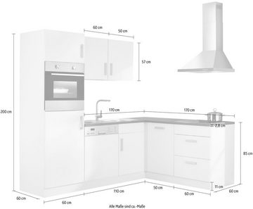 Kochstation Winkelküche KS-Toronto, Stellbreite 230x170 cm, mit E-Geräten