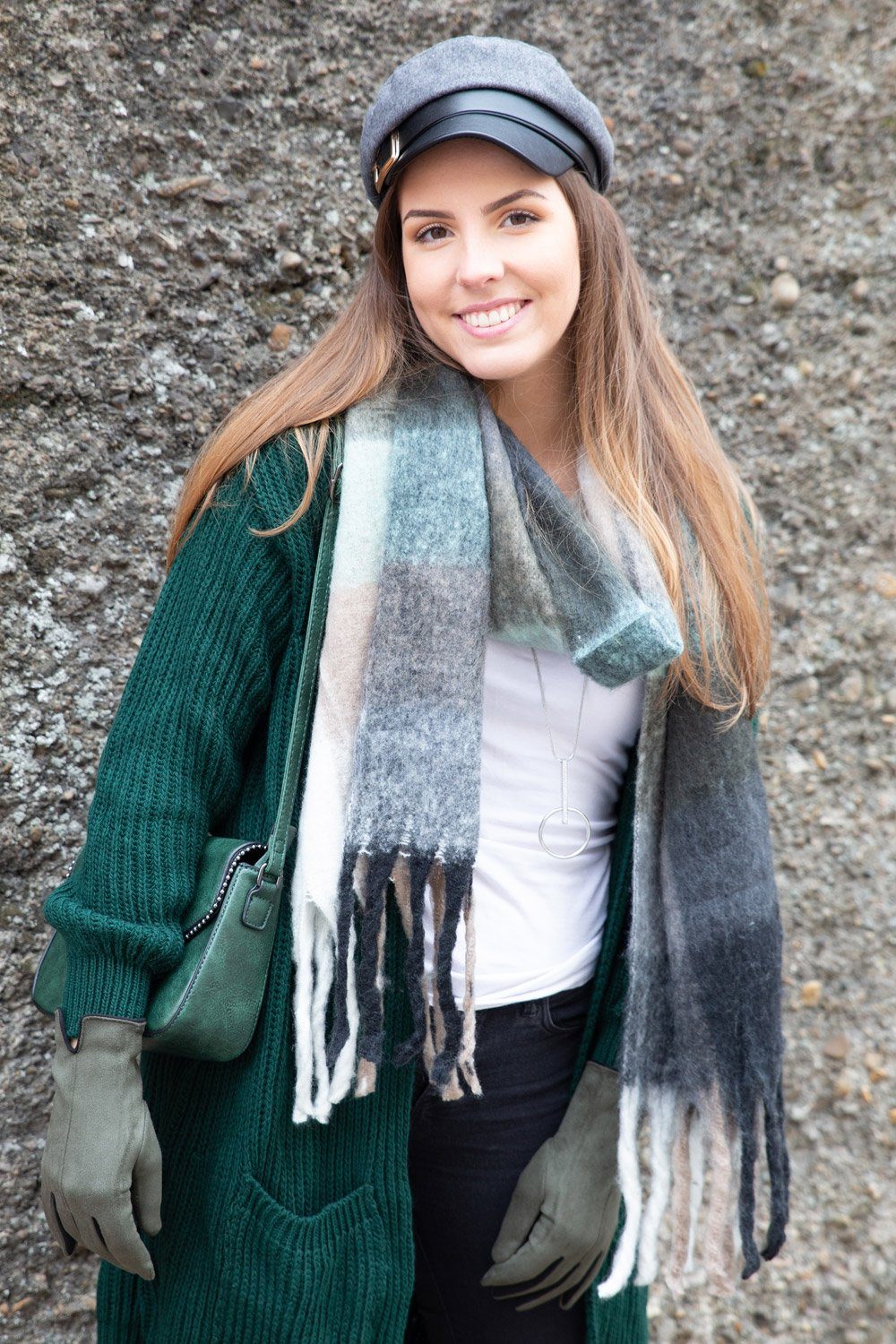 styleBREAKER XXL-Schal Karo Web Strickschal bunt, (1-St)