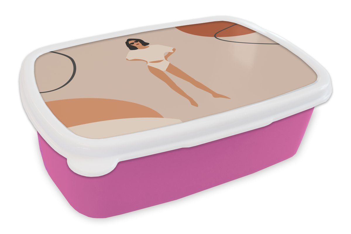 - Sommer - Brotdose Erwachsene, Kunststoff Brotbox Mädchen, Lunchbox rosa für Minimalismus, Kunststoff, Frauen Snackbox, MuchoWow Kinder, (2-tlg),