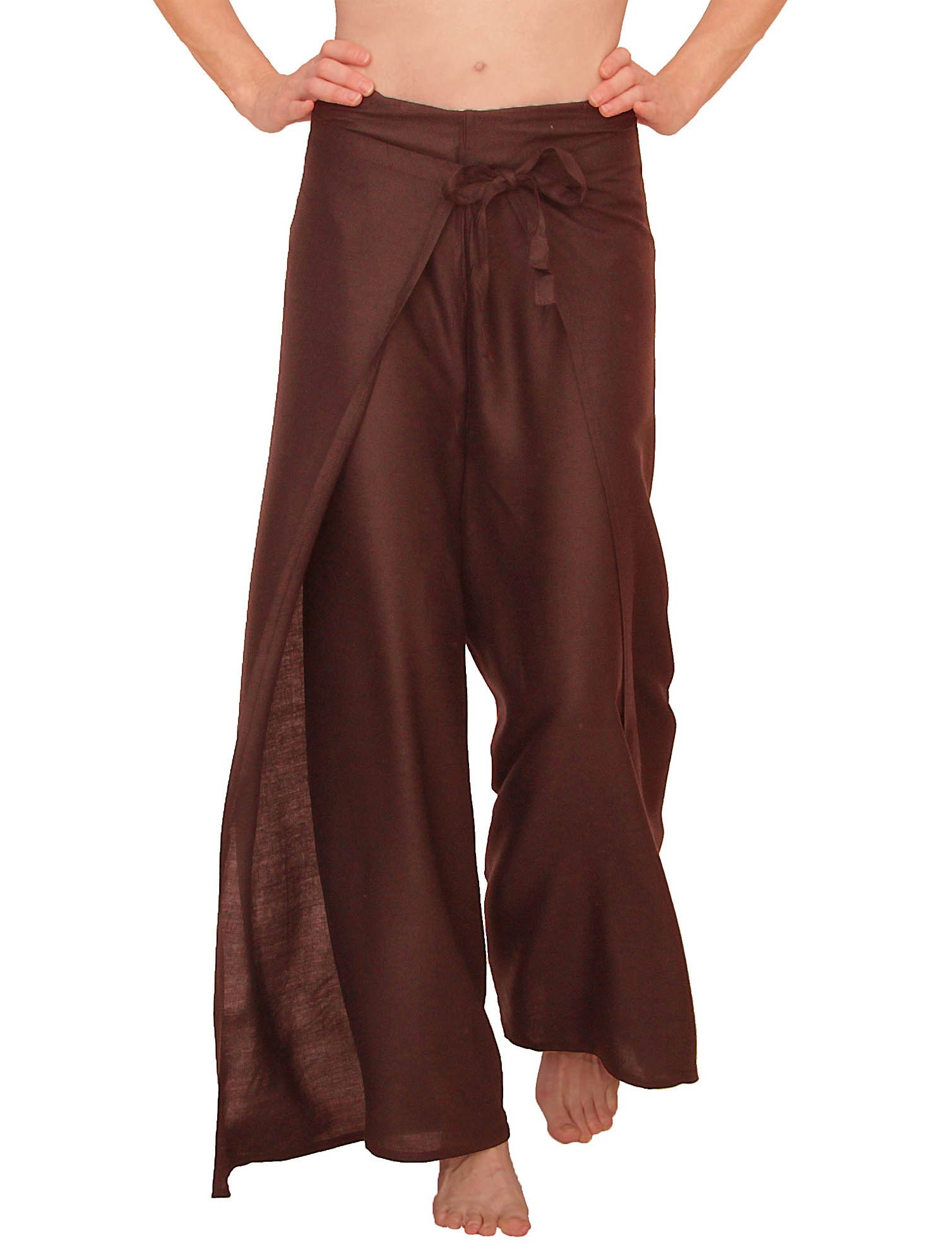 Leucht-Welten Pumphose Wickelhose aus bequem fallenden Material Braun für Damen wie Herren