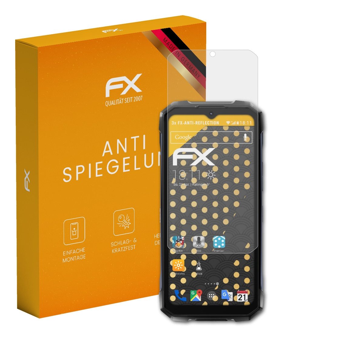 atFoliX Schutzfolie für Hotwav Hyper 7 Pro, (3 Folien), Entspiegelnd und stoßdämpfend