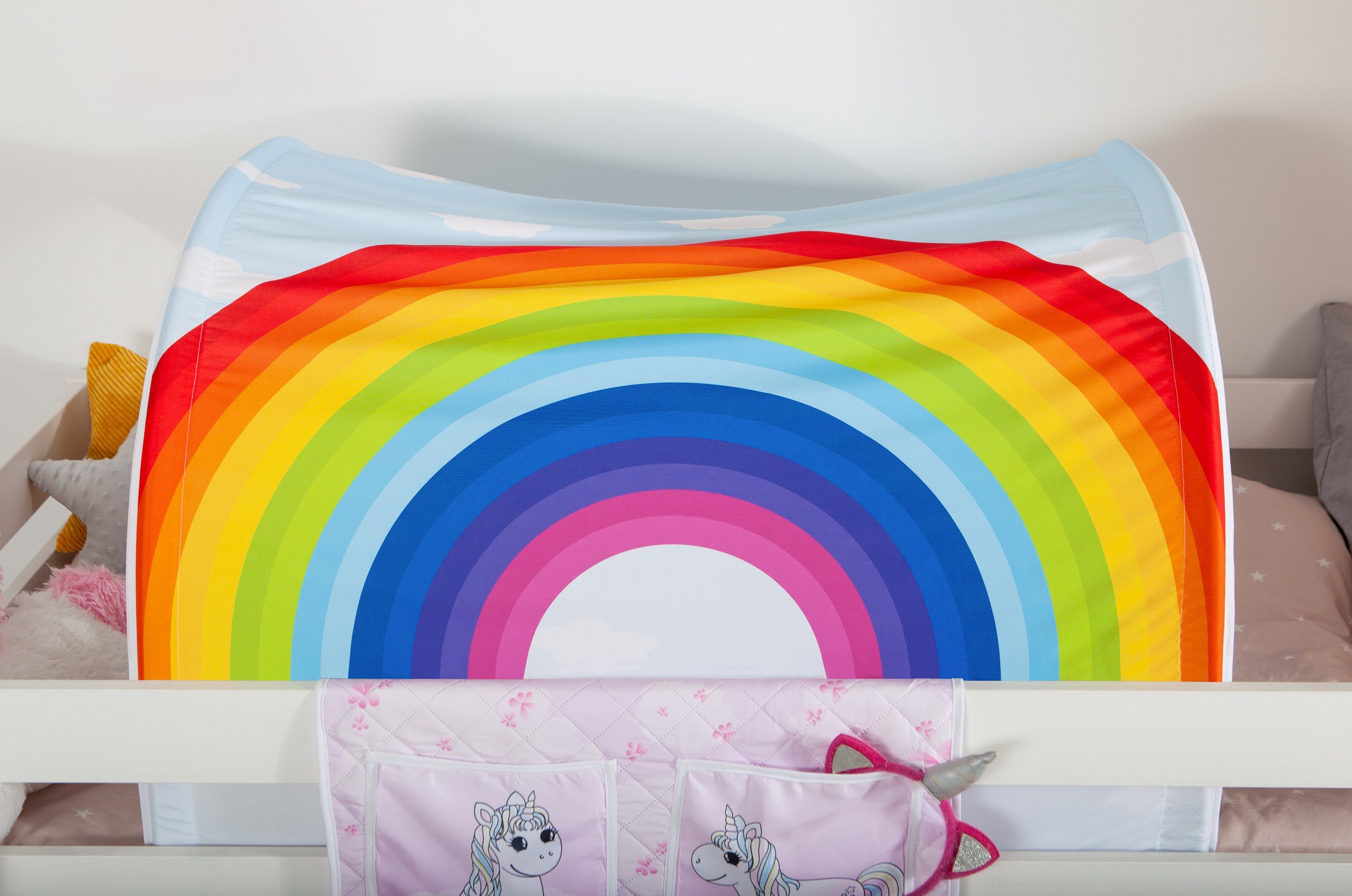 Ticaa Betttunnel Tunnel "Einhorn Rainbow" für Hoch- und