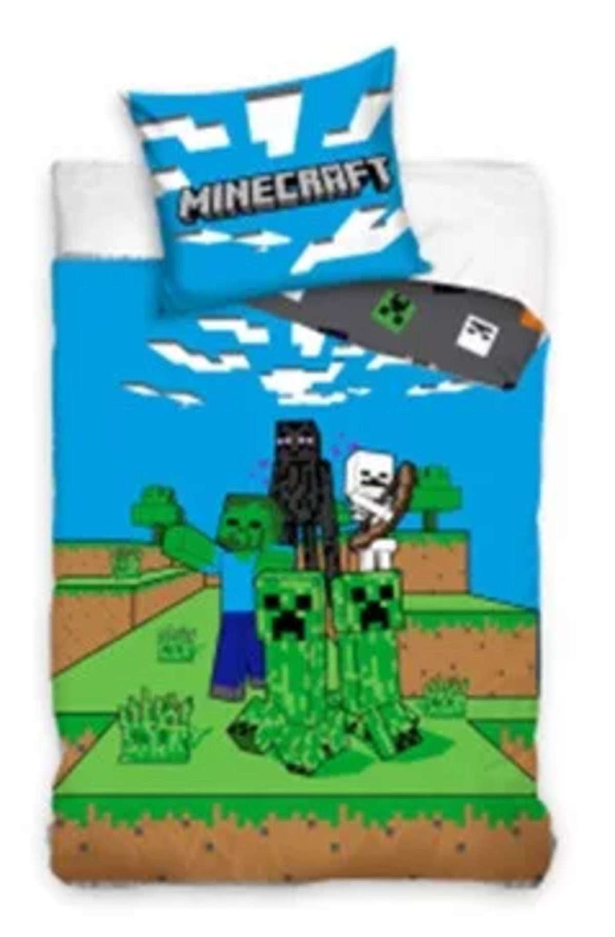 Minecraft Kinderbettwäsche Minecraft DAS TEAM Bettwäsche-Set aus 100 % Baumwolle, 140 x 200 cm