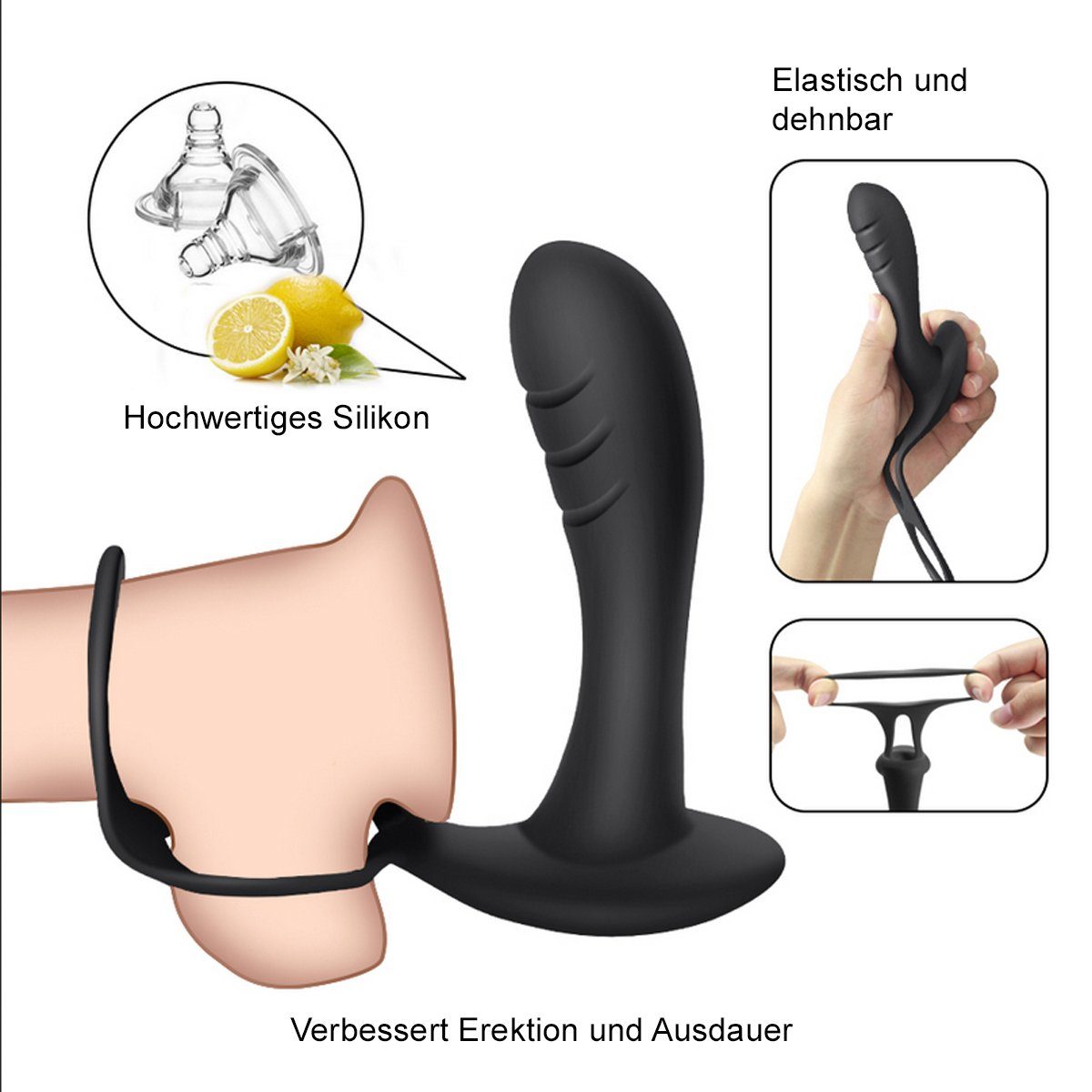 Schwarz Männer Remote mit - Analvibrator verschiedene ergonomischer Fernbedienung Anal wiederaufladbar), USB über Prostata mit Control Anal und Vibrationsmodi, Penisring Hodenring, für Vibrator (10 TPFSecret Vibrator