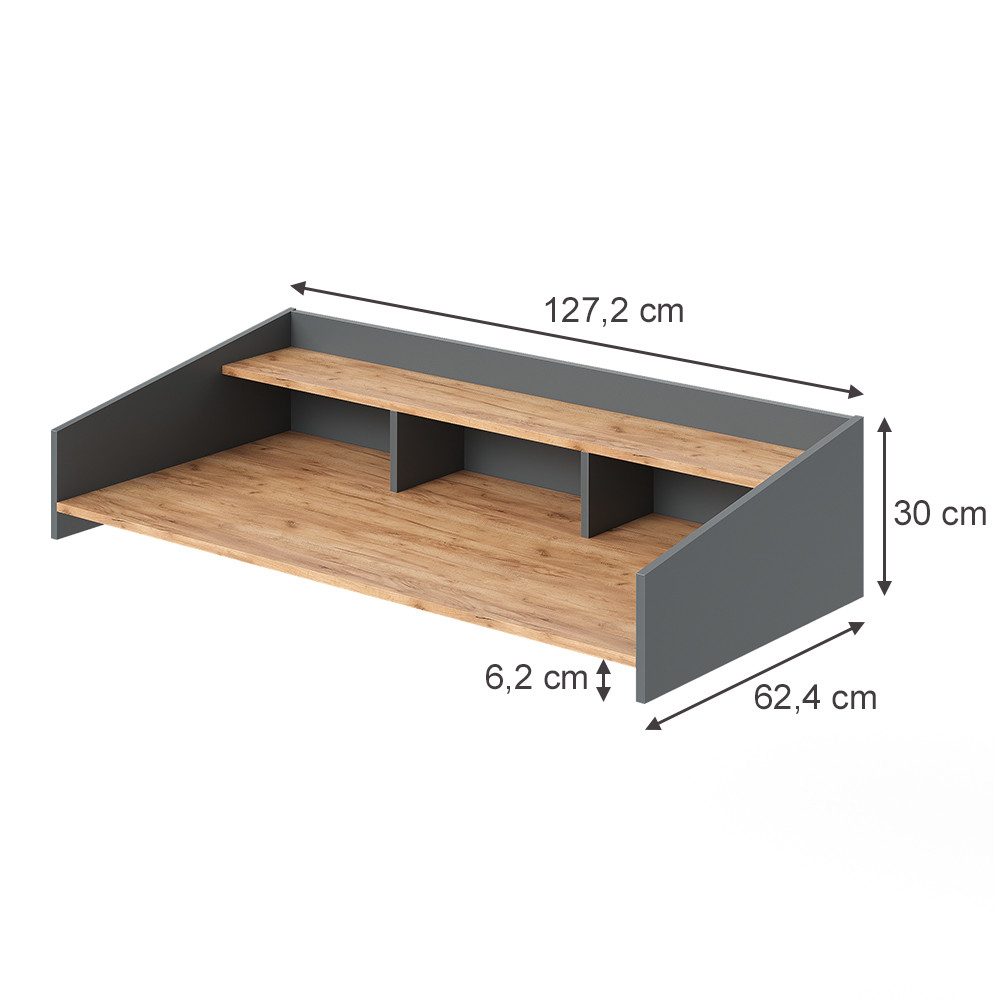 Vicco Waschmaschinenumbauschrank Viktor, Goldkraft Eiche/Anthrazit, 127.2 x 30 cm (1-St) – Bild 3 von 5