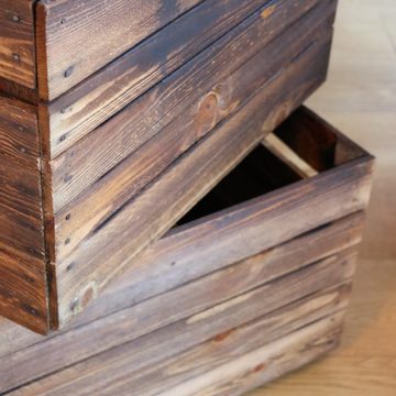 CHICCIE Holzkiste Kurzes Regal Dunkel Geflammt 50x40x30cm - Kisten Box (1 St)