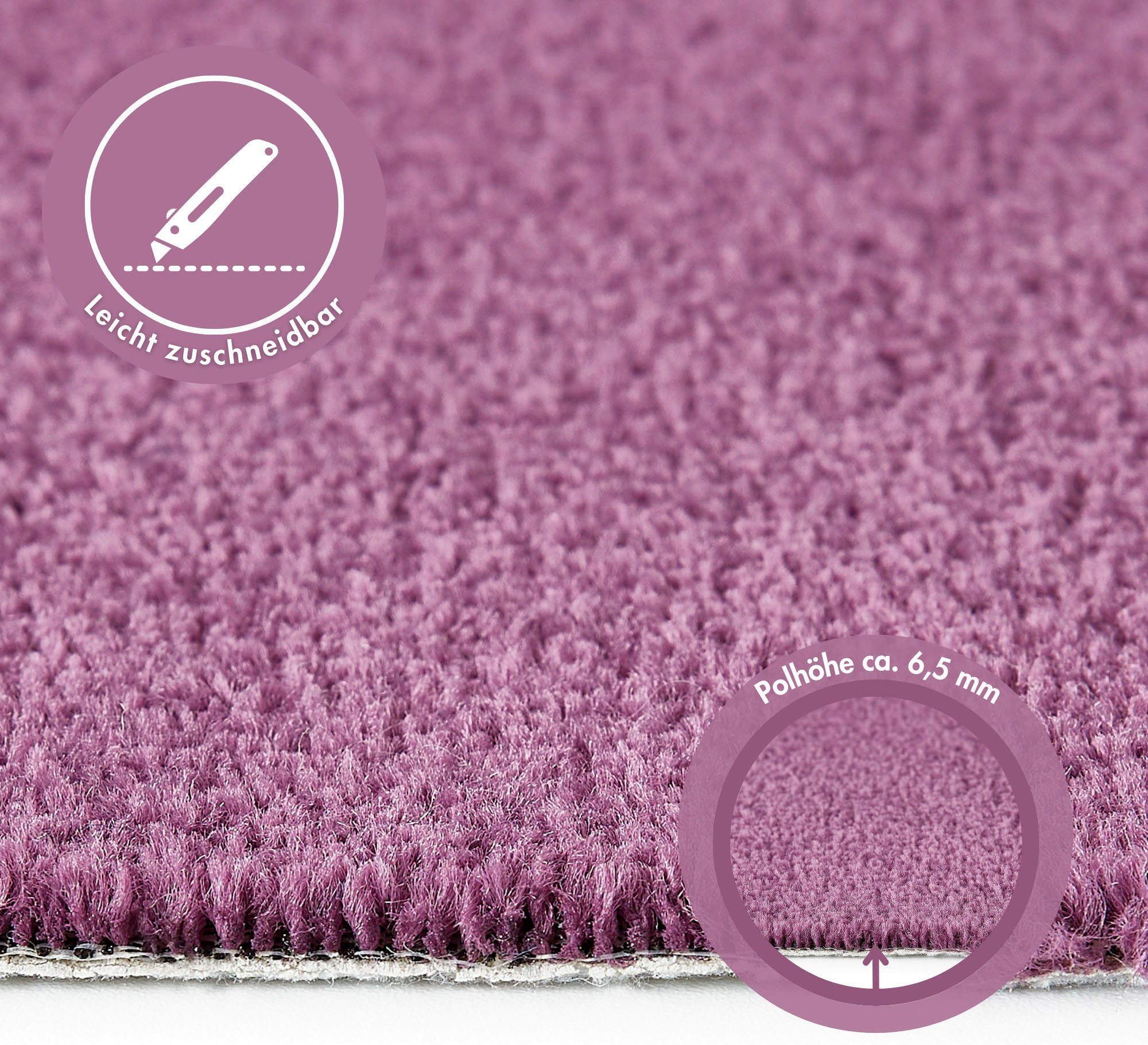 Andiamo Teppichboden Ines, Kräuselvelours, Gesamthöhe 8,5 mm, Luxusklasse LC2, rechteckig, Uni Farben, Breite 400 cm, strapazierfähig & pflegeleicht