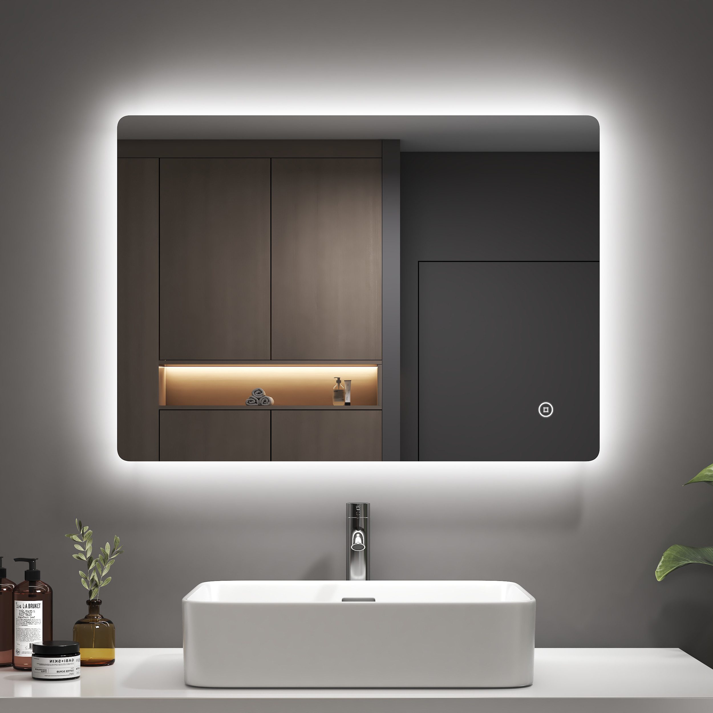 EMKE Badspiegel LED Badezimmerspiegel mit Beleuchtung, mit Touch-schalter H günstig online kaufen