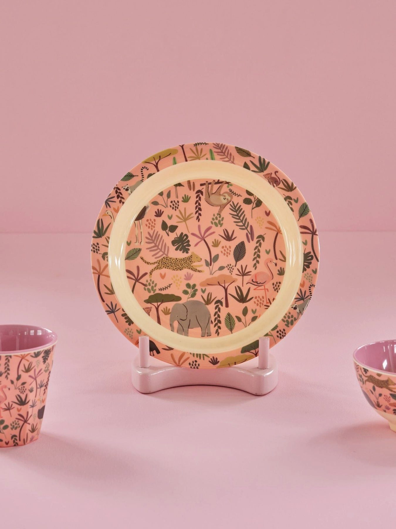 rice Frühstücksteller Rice Kinderteller - Koralle - All Over Jungle Print