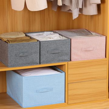 HIBNOPN Aufbewahrungsbox Aufbewahrungsbox mit Deckel Stoff Grau Stoffkiste mit Deckel Faltbare