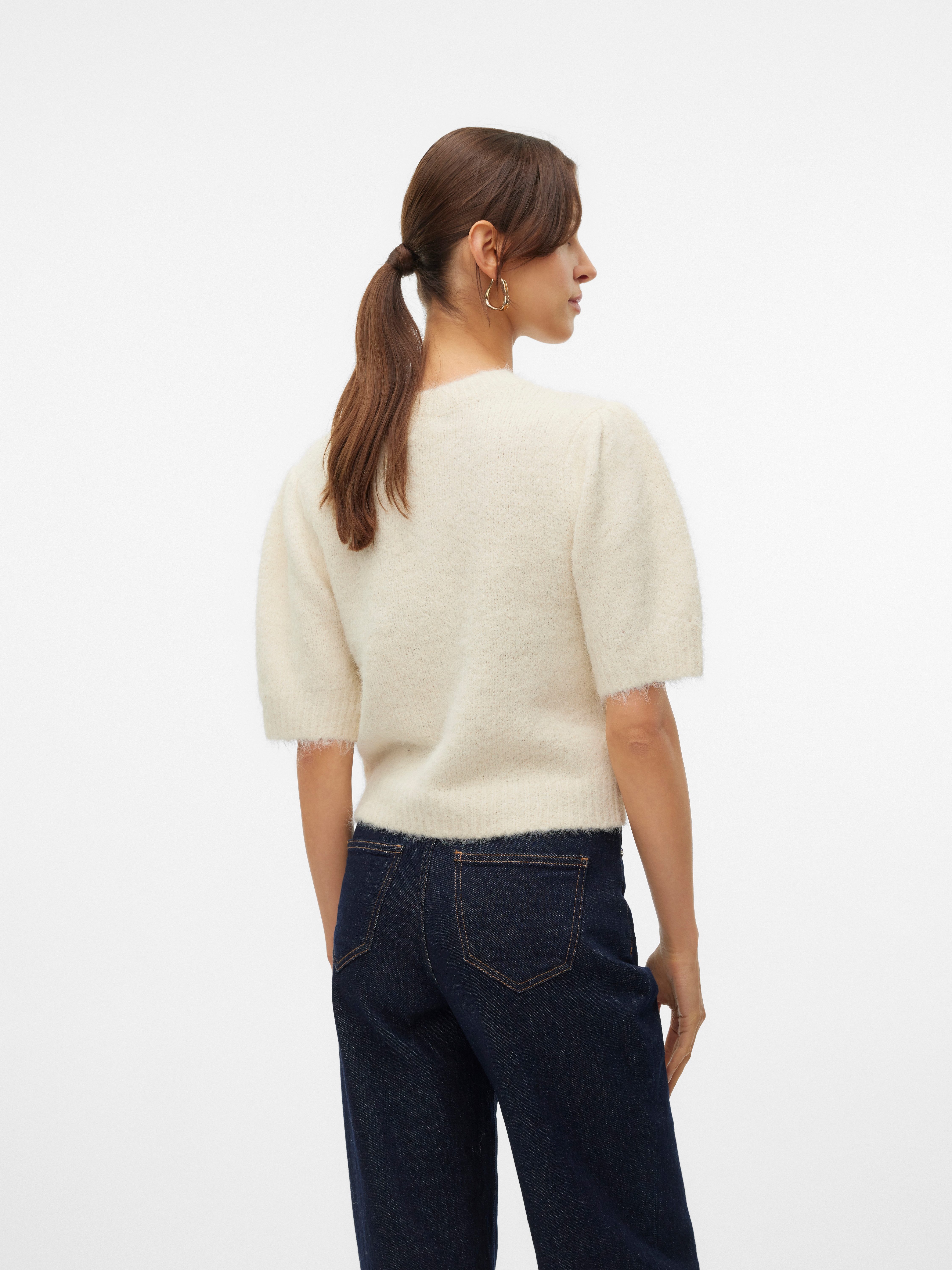 Vero Moda Strickpullover VMNOVAH SS O-NECK PUFF PULLOVER GA NOOS