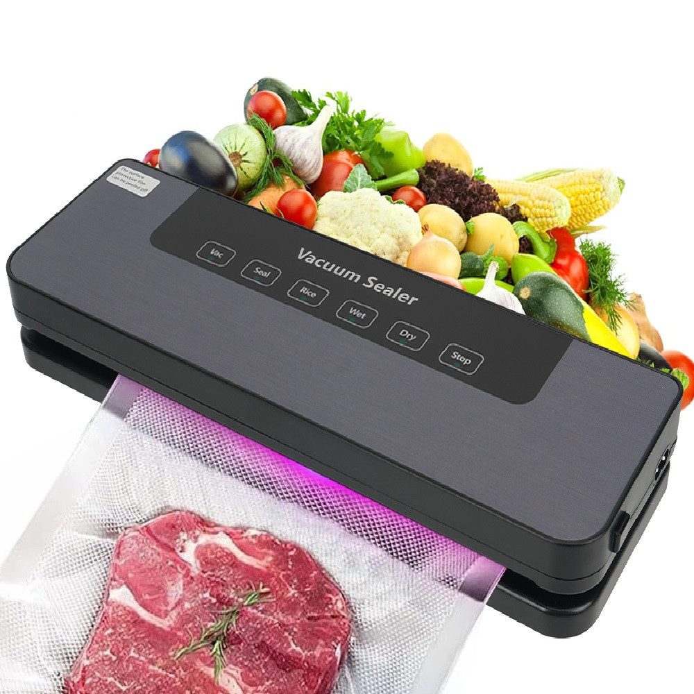 AKKEE Vakuumierer Vakuumiergerät Vakuumierer Lebensmittel bis zu 8x Länger Frisch, Rollenbreite 30 cm, mit 30 Vakuumbeuteln
